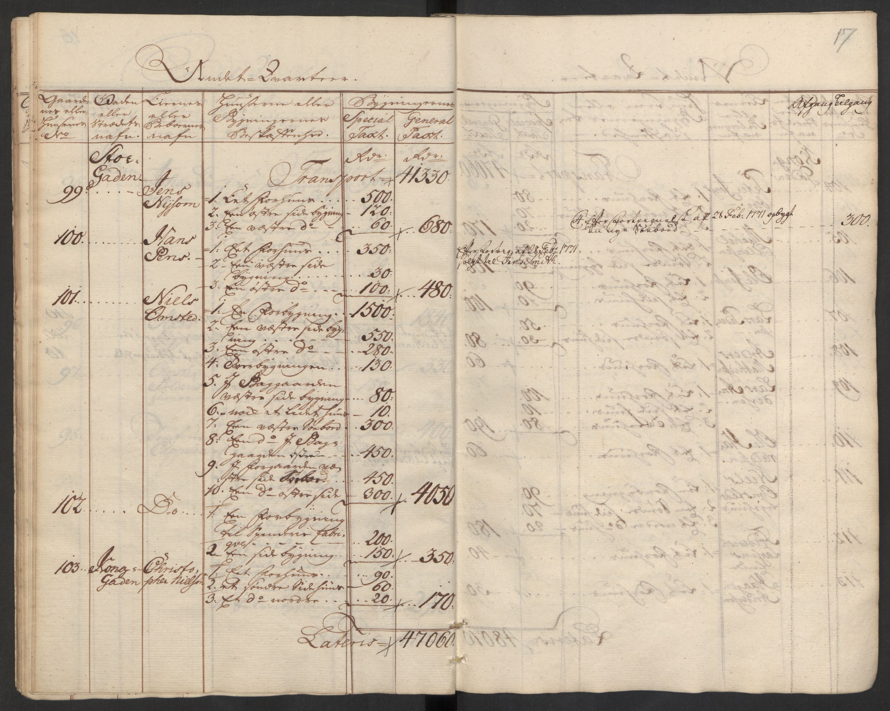 Kommersekollegiet, Brannforsikringskontoret 1767-1814, RA/EA-5458/F/Fa/L0008/0002: Bragernes / Branntakstprotokoll, 1767, s. 17
