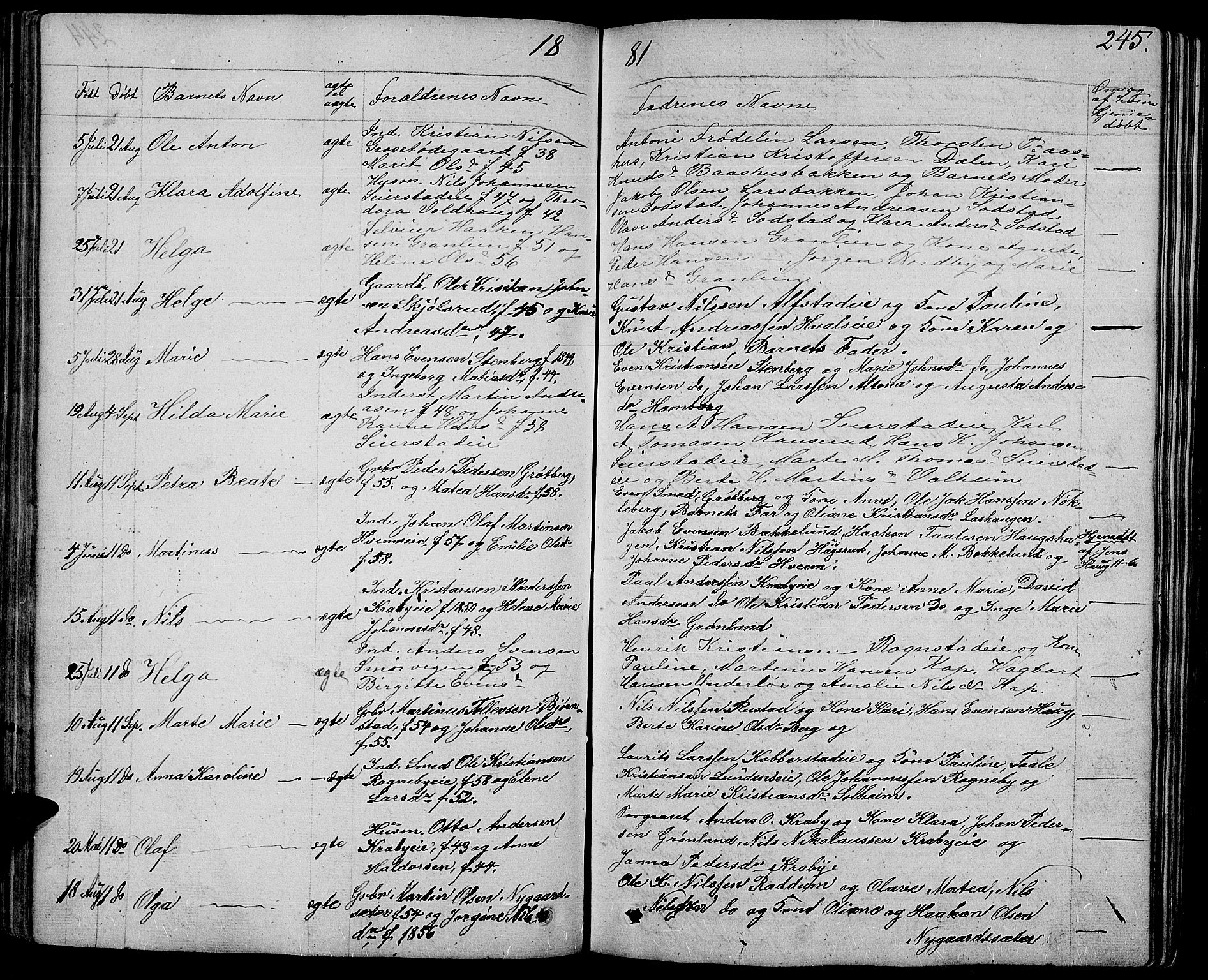 Østre Toten prestekontor, AV/SAH-PREST-104/H/Ha/Hab/L0004: Klokkerbok nr. 4, 1858-1886, s. 245