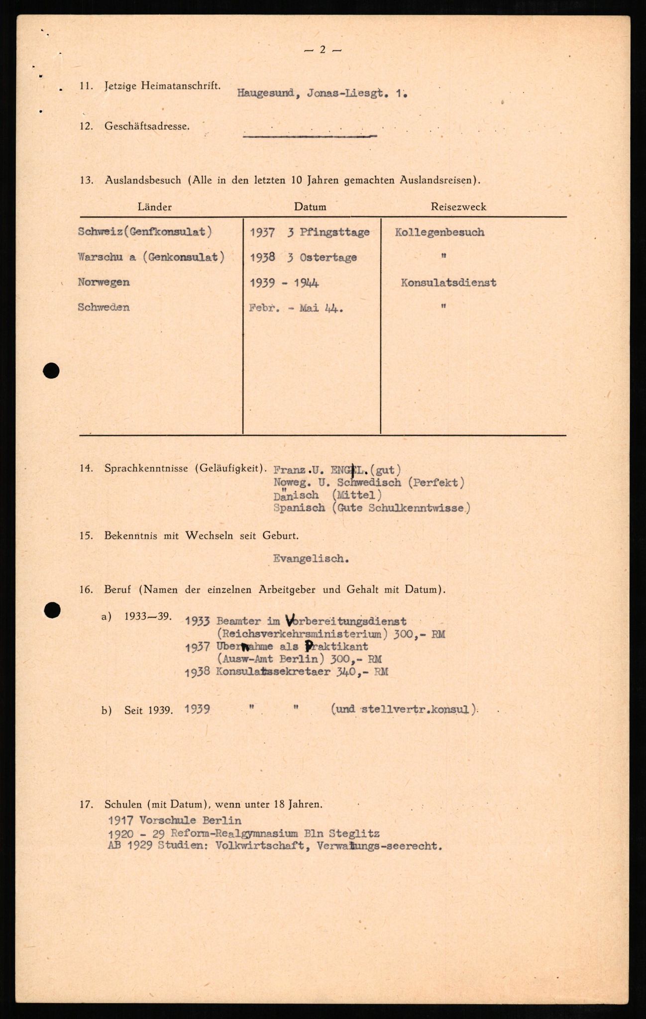 Forsvaret, Forsvarets overkommando II, AV/RA-RAFA-3915/D/Db/L0007: CI Questionaires. Tyske okkupasjonsstyrker i Norge. Tyskere., 1945-1946, s. 192