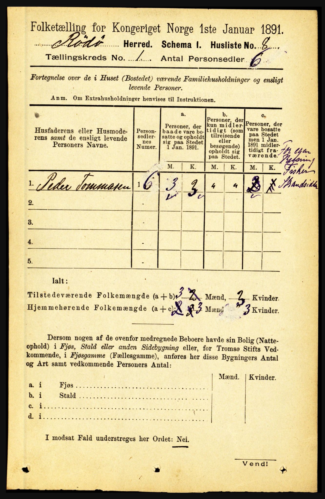 RA, Folketelling 1891 for 1836 Rødøy herred, 1891, s. 25