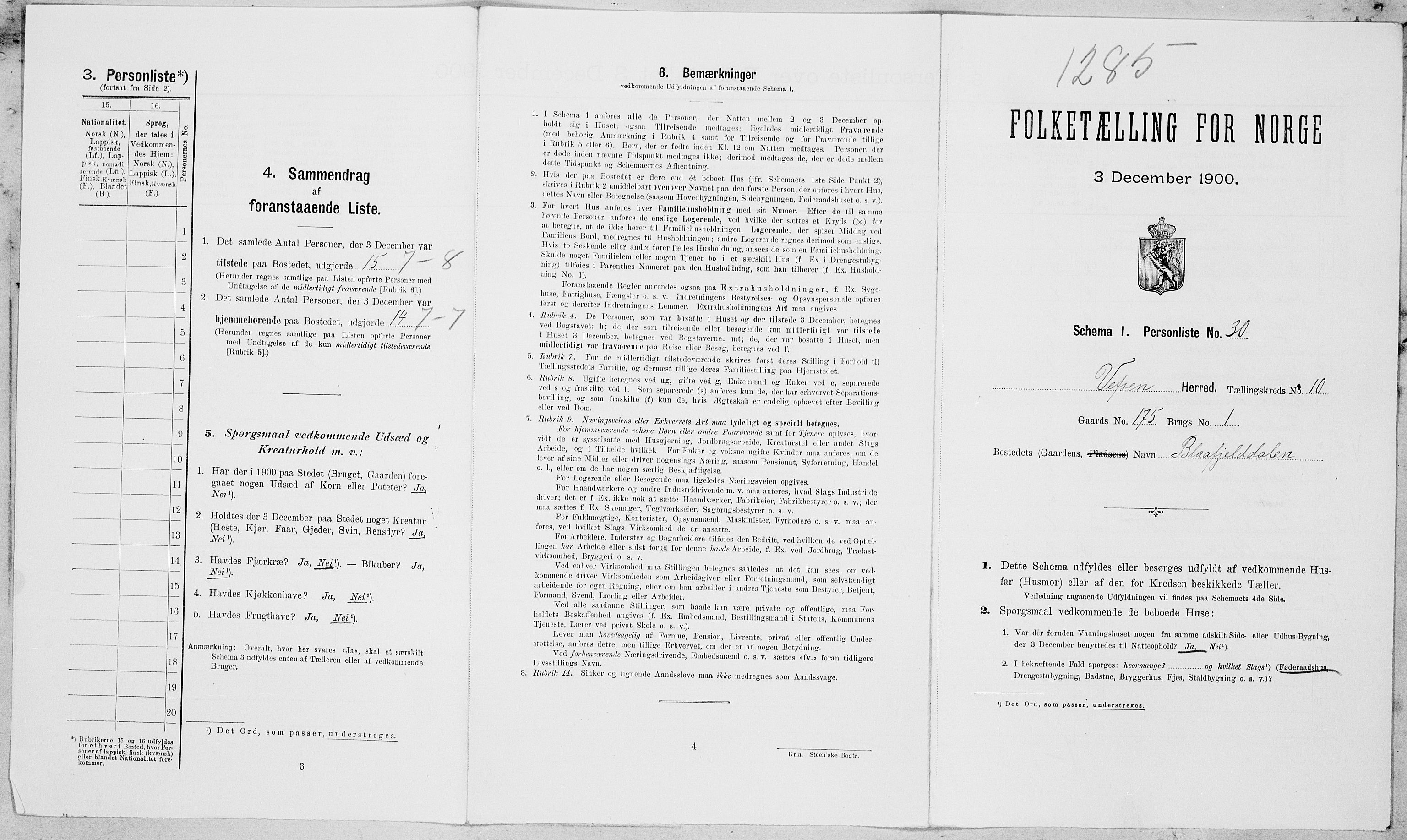 SAT, Folketelling 1900 for 1824 Vefsn herred, 1900, s. 937