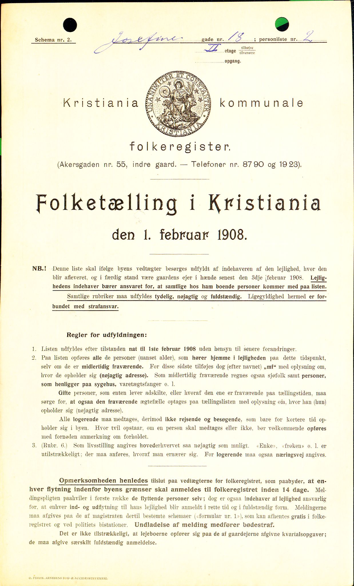 OBA, Kommunal folketelling 1.2.1908 for Kristiania kjøpstad, 1908, s. 42390