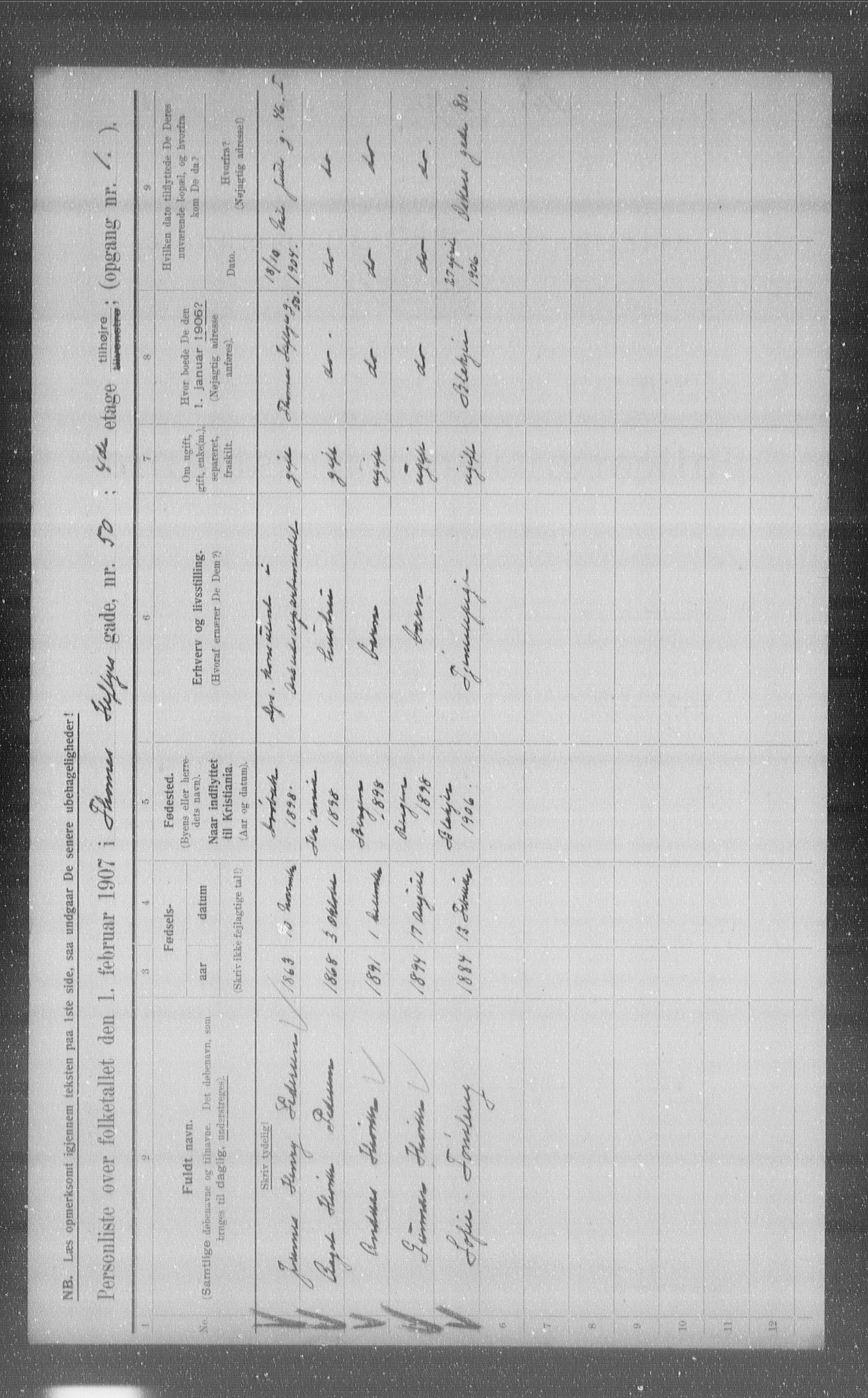 OBA, Kommunal folketelling 1.2.1907 for Kristiania kjøpstad, 1907, s. 55534