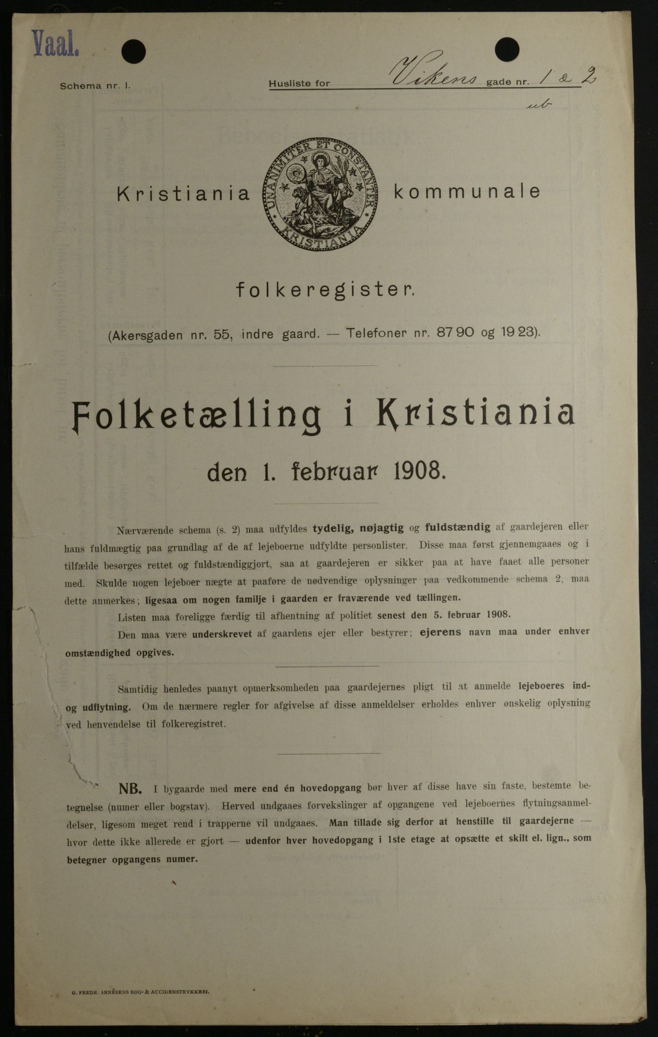 OBA, Kommunal folketelling 1.2.1908 for Kristiania kjøpstad, 1908, s. 111051