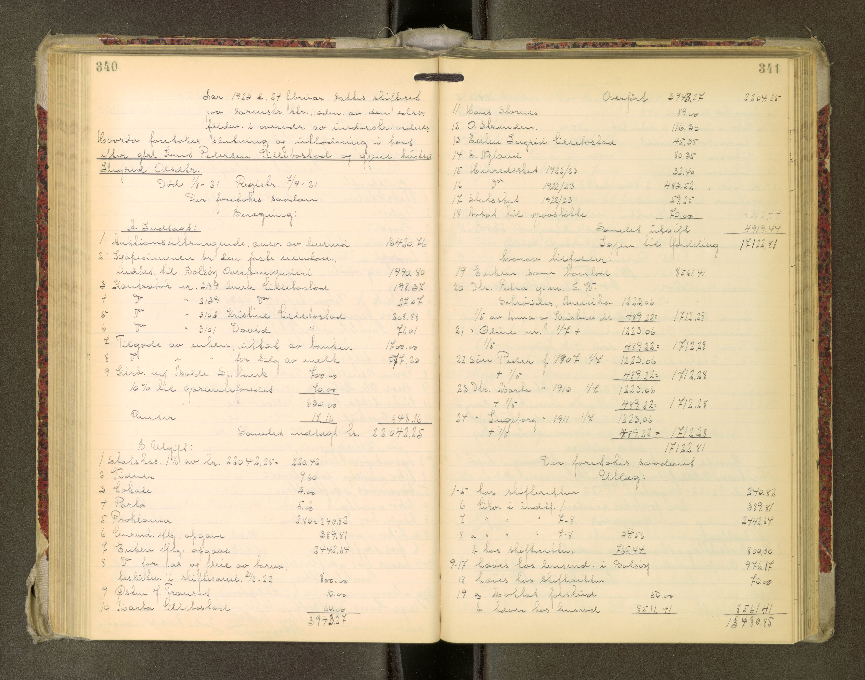 Romsdal sorenskriveri, AV/SAT-A-4149/1/3/3A/L0022: Skifteutlodnings Protokoll, 1920-1924, s. 340-341