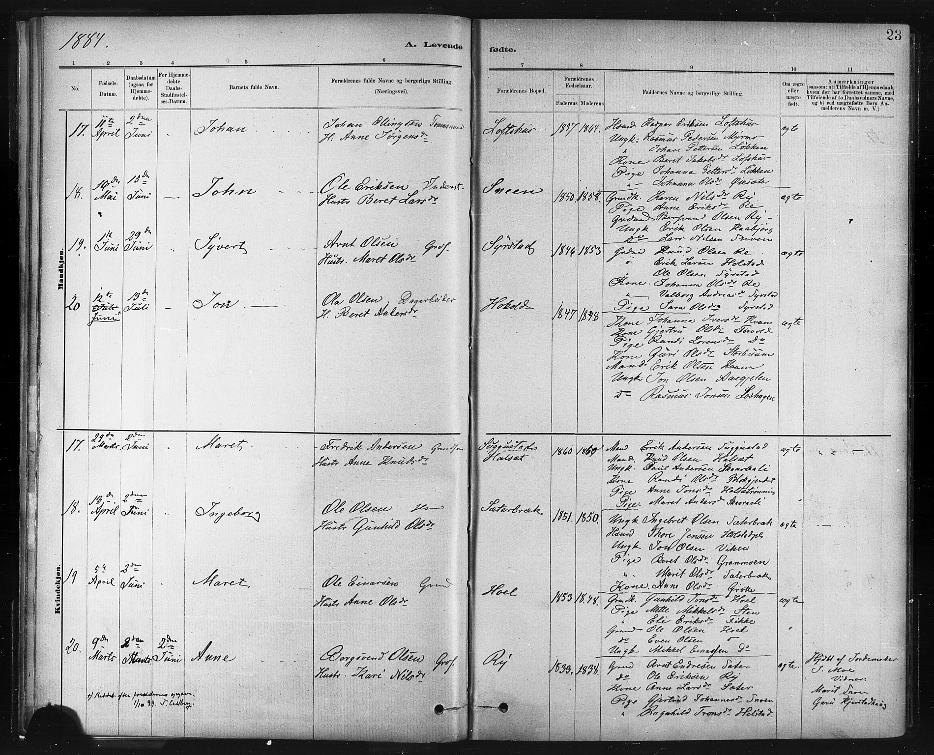 Ministerialprotokoller, klokkerbøker og fødselsregistre - Sør-Trøndelag, SAT/A-1456/672/L0857: Ministerialbok nr. 672A09, 1882-1893, s. 23