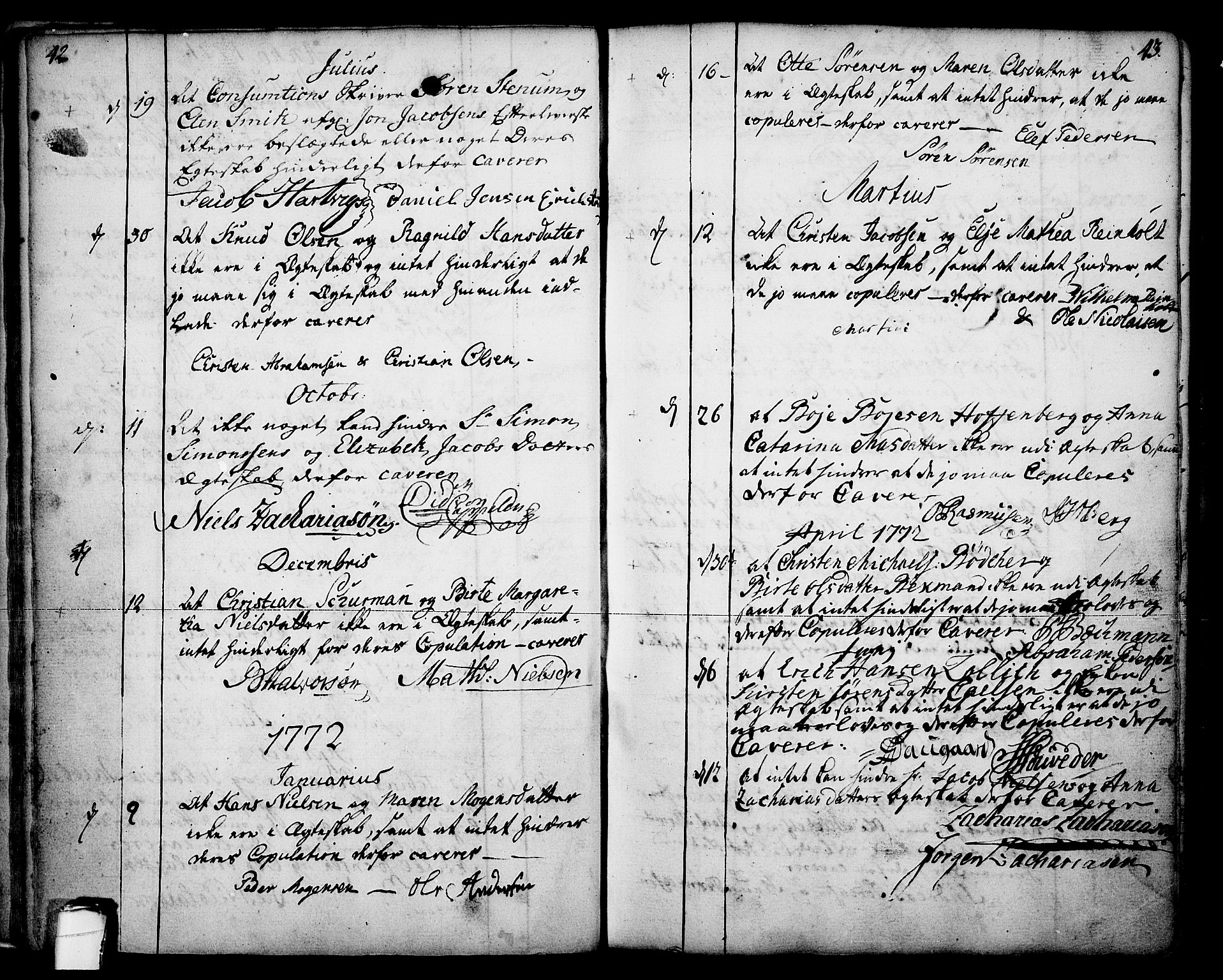 Skien kirkebøker, AV/SAKO-A-302/F/Fa/L0003: Ministerialbok nr. 3, 1755-1791, s. 42-43