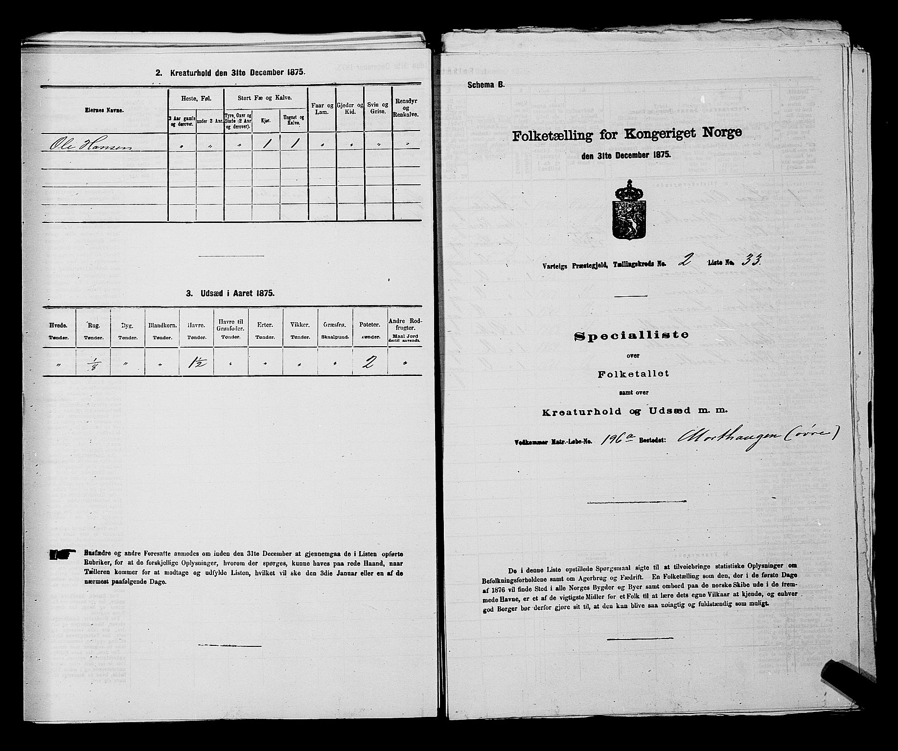 RA, Folketelling 1875 for 0114P Varteig prestegjeld, 1875, s. 270