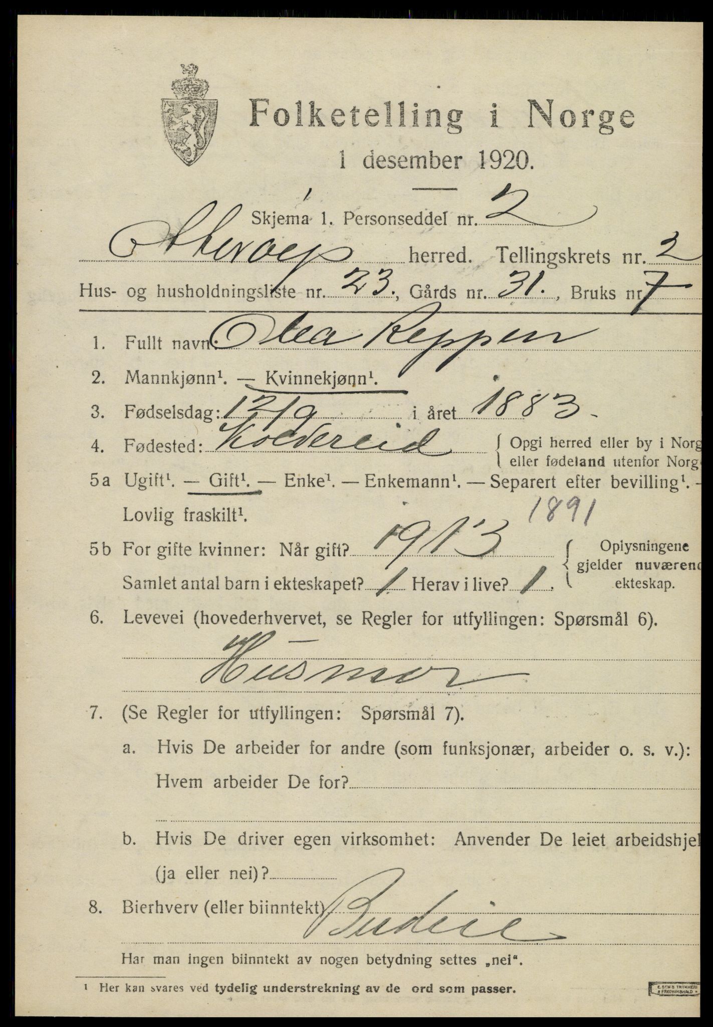 SAT, Folketelling 1920 for 1747 Otterøy herred, 1920, s. 1367