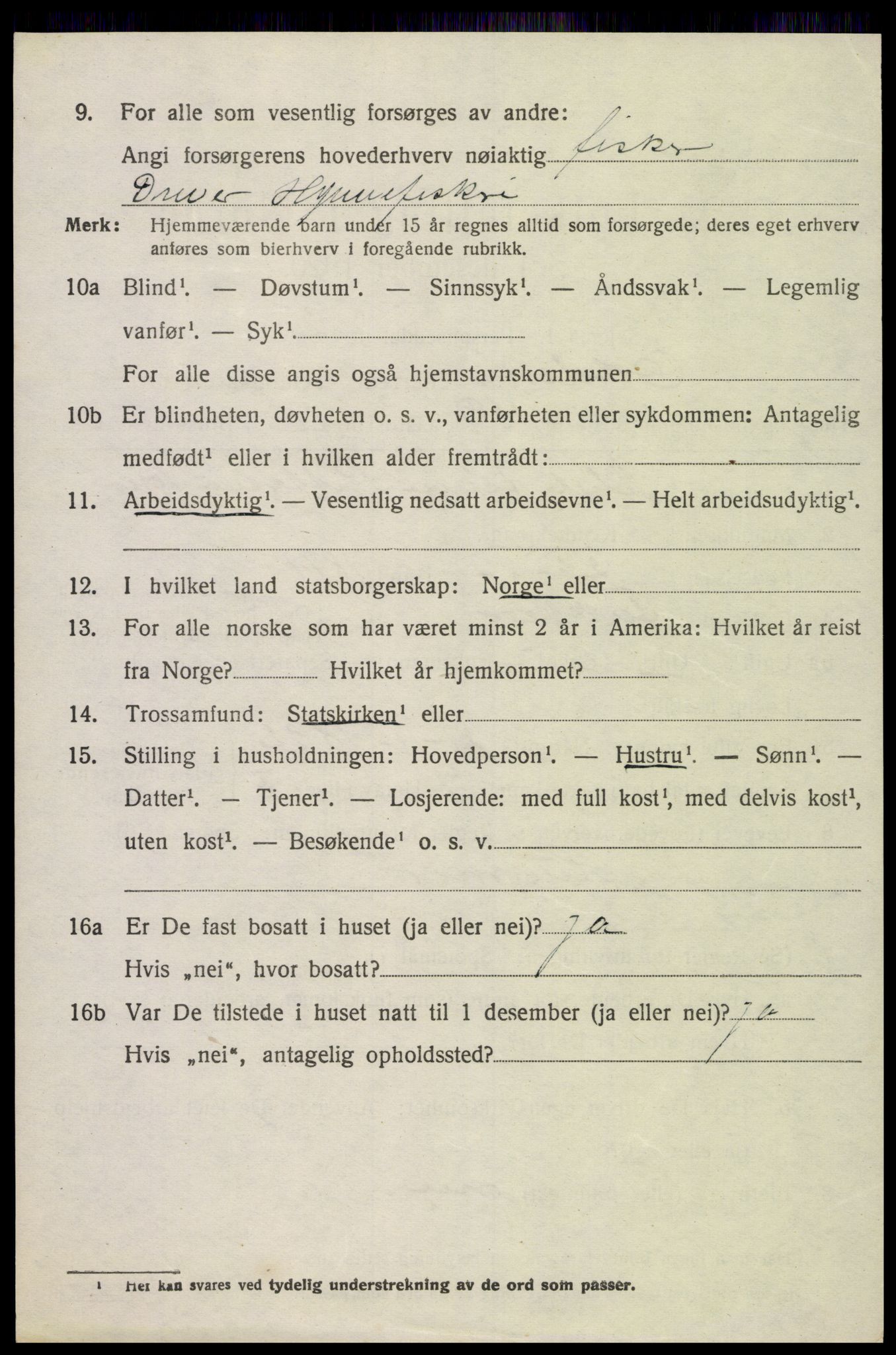 SAK, Folketelling 1920 for 1012 Oddernes herred, 1920, s. 3328