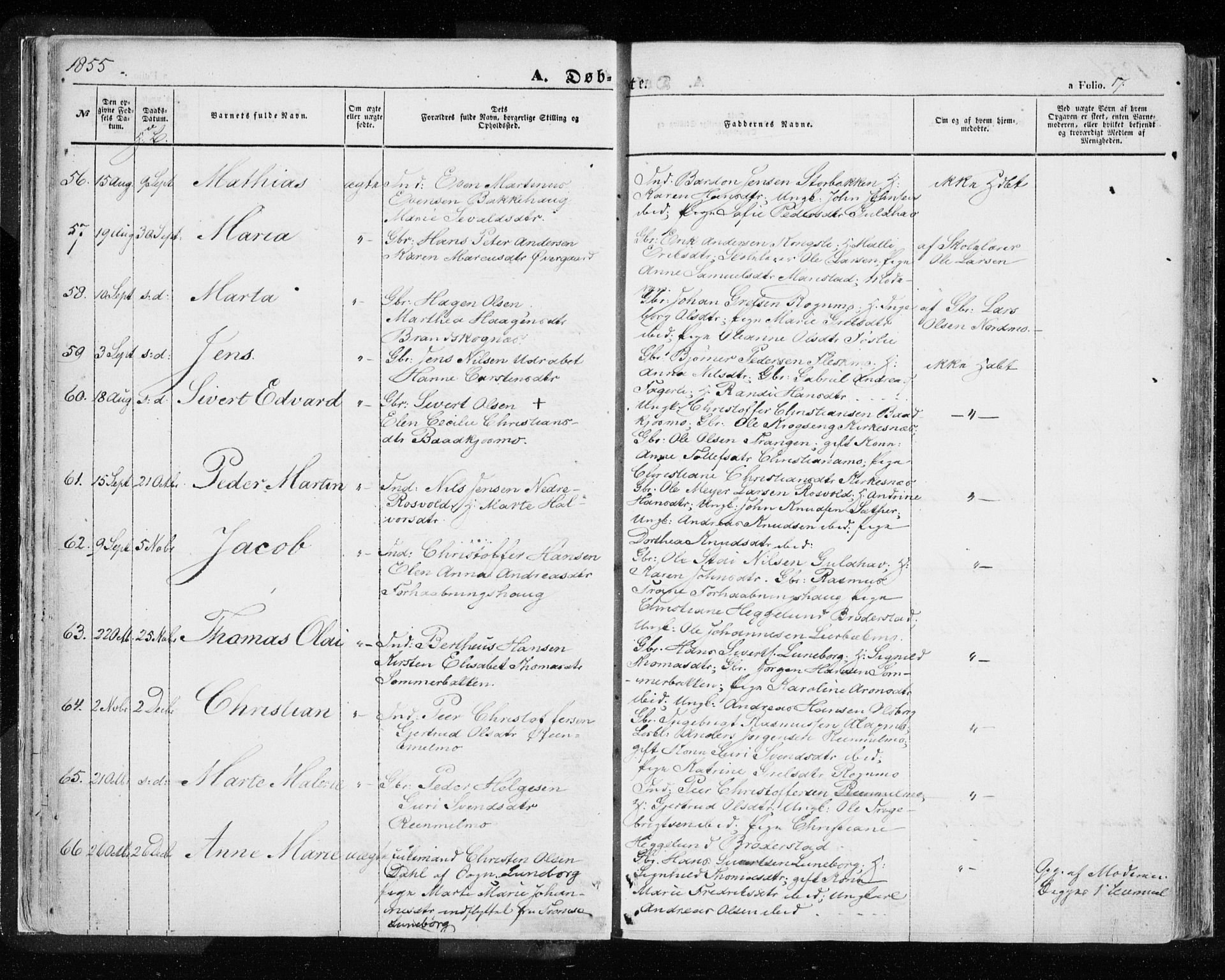 Målselv sokneprestembete, AV/SATØ-S-1311/G/Ga/Gaa/L0003kirke: Ministerialbok nr. 3, 1853-1863, s. 17