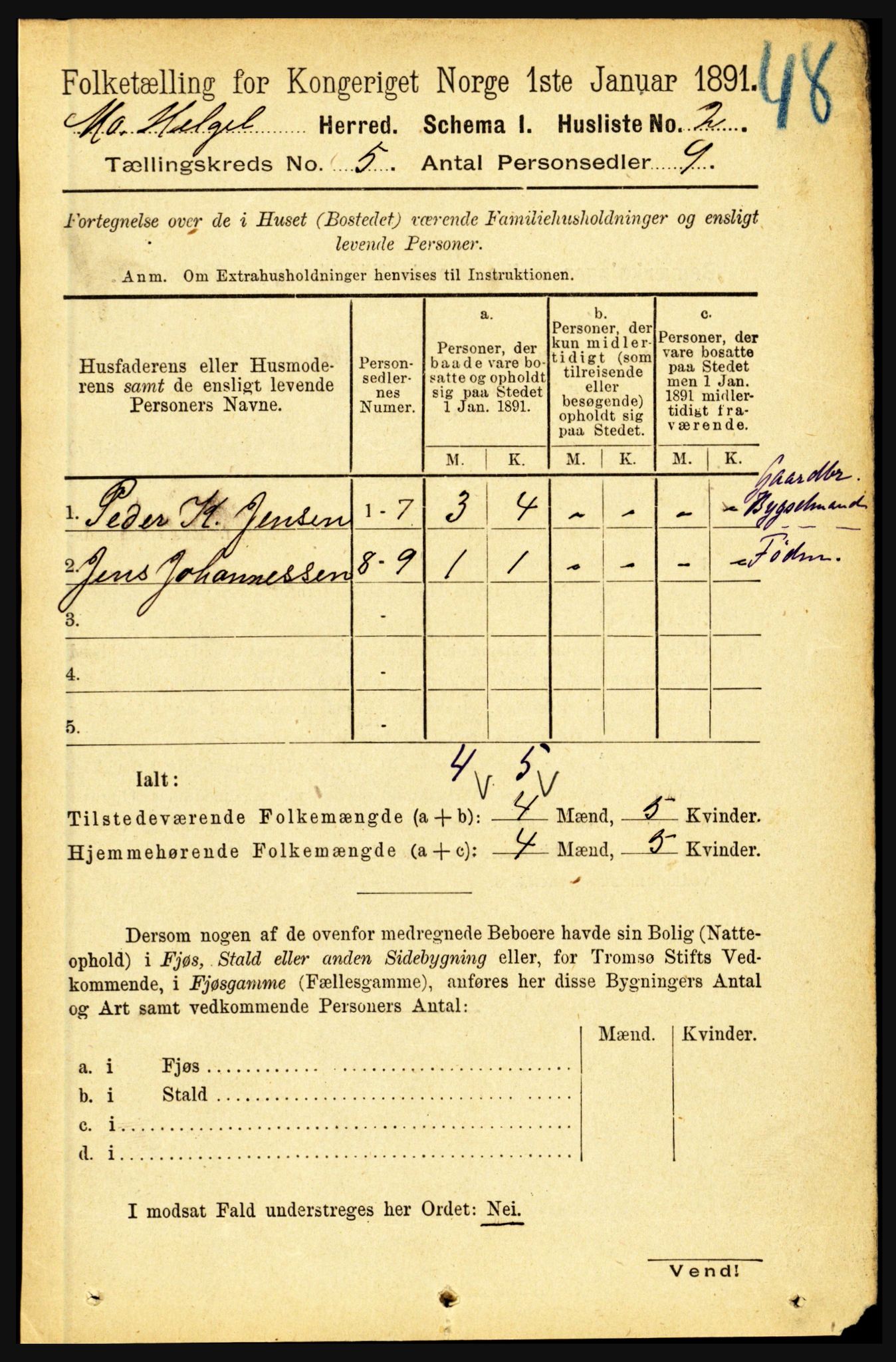 RA, Folketelling 1891 for 1833 Mo herred, 1891, s. 1875