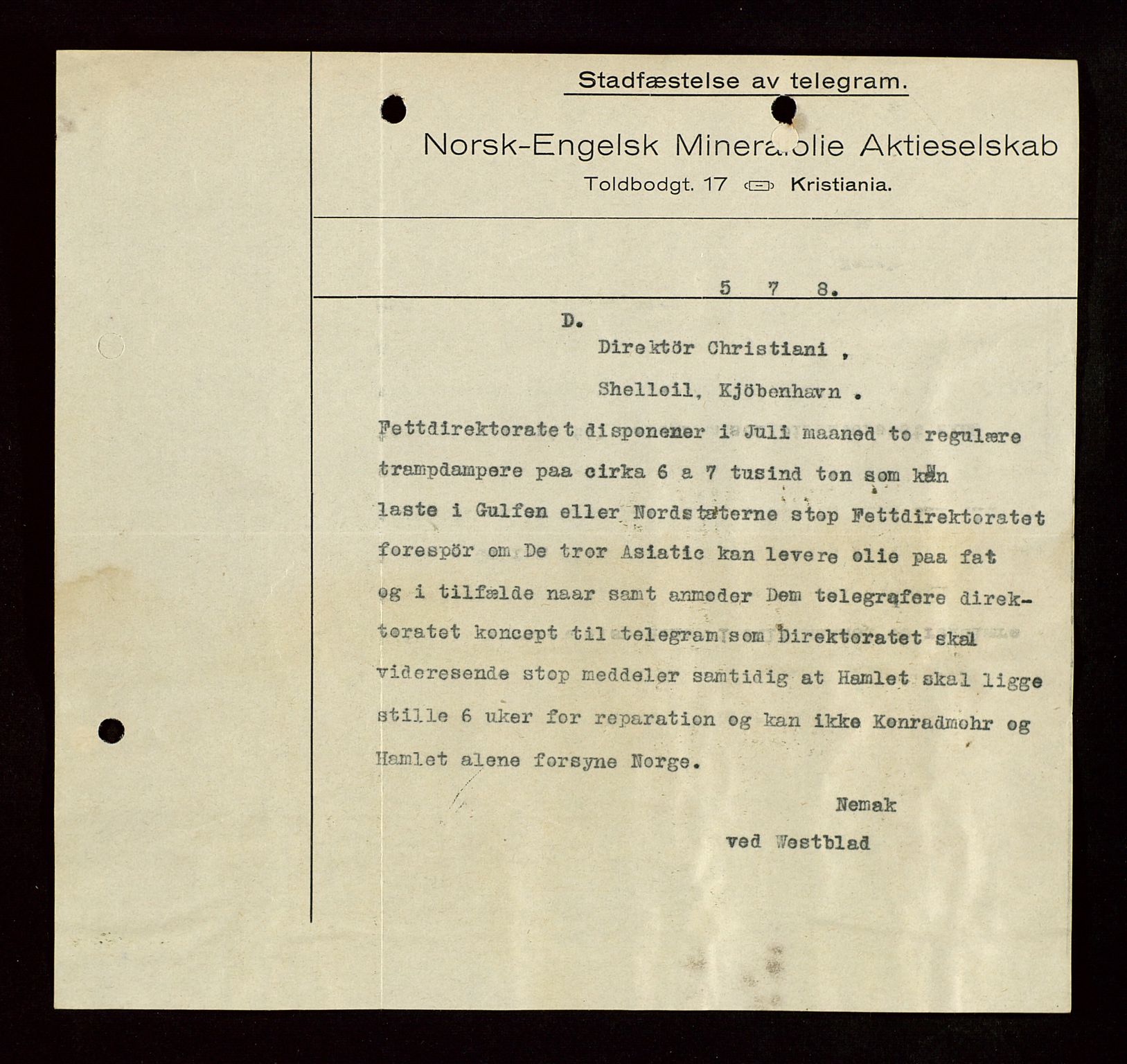 Pa 1521 - A/S Norske Shell, AV/SAST-A-101915/E/Ea/Eaa/L0004: Sjefskorrespondanse, 1918, s. 25