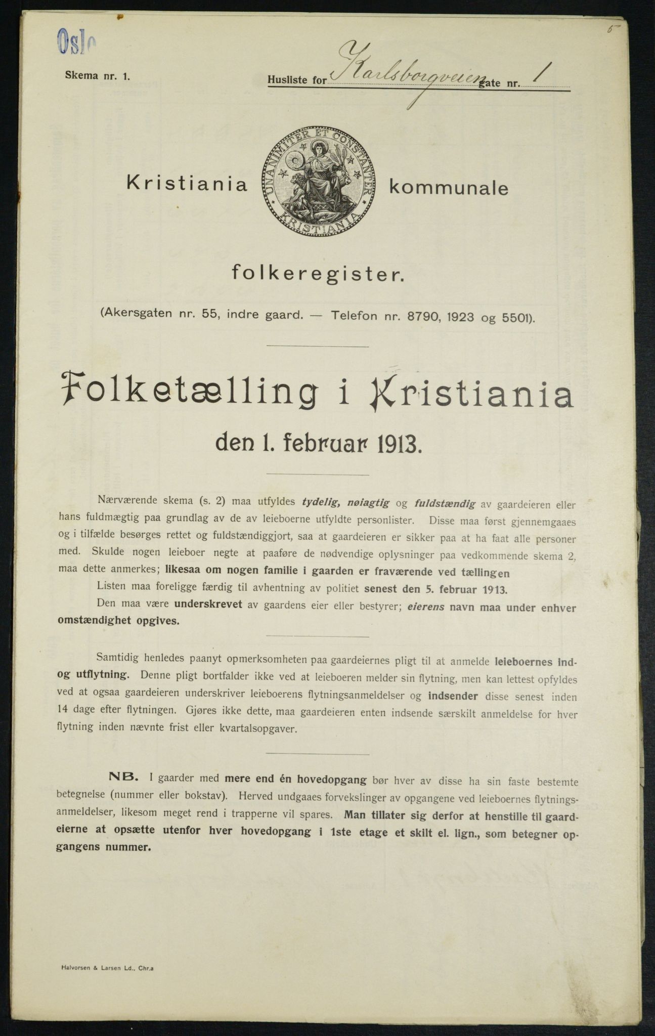 OBA, Kommunal folketelling 1.2.1913 for Kristiania, 1913, s. 48674