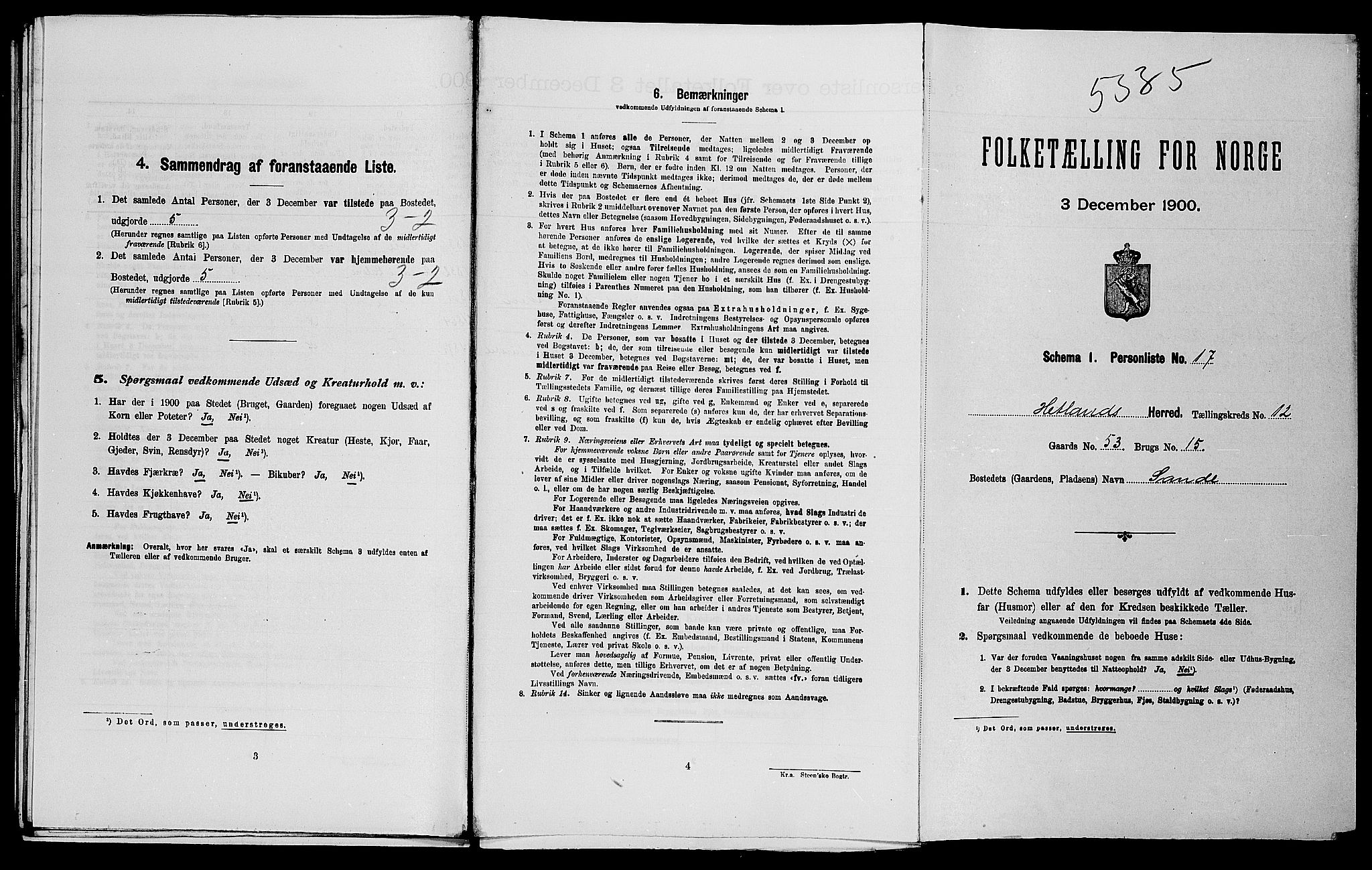 SAST, Folketelling 1900 for 1126 Hetland herred, 1900, s. 1789