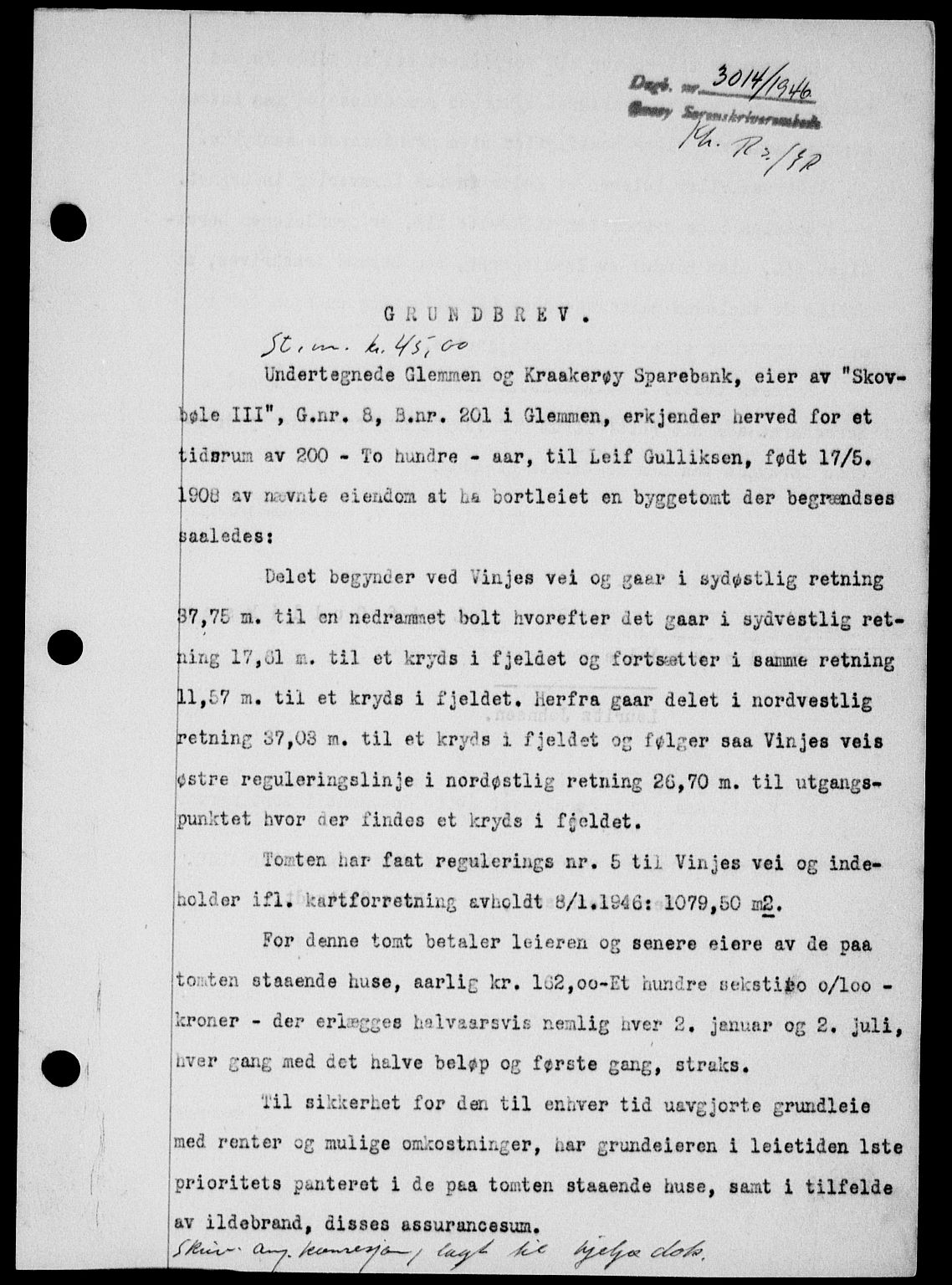 Onsøy sorenskriveri, SAO/A-10474/G/Ga/Gab/L0018: Pantebok nr. II A-18, 1946-1947, Dagboknr: 3014/1946