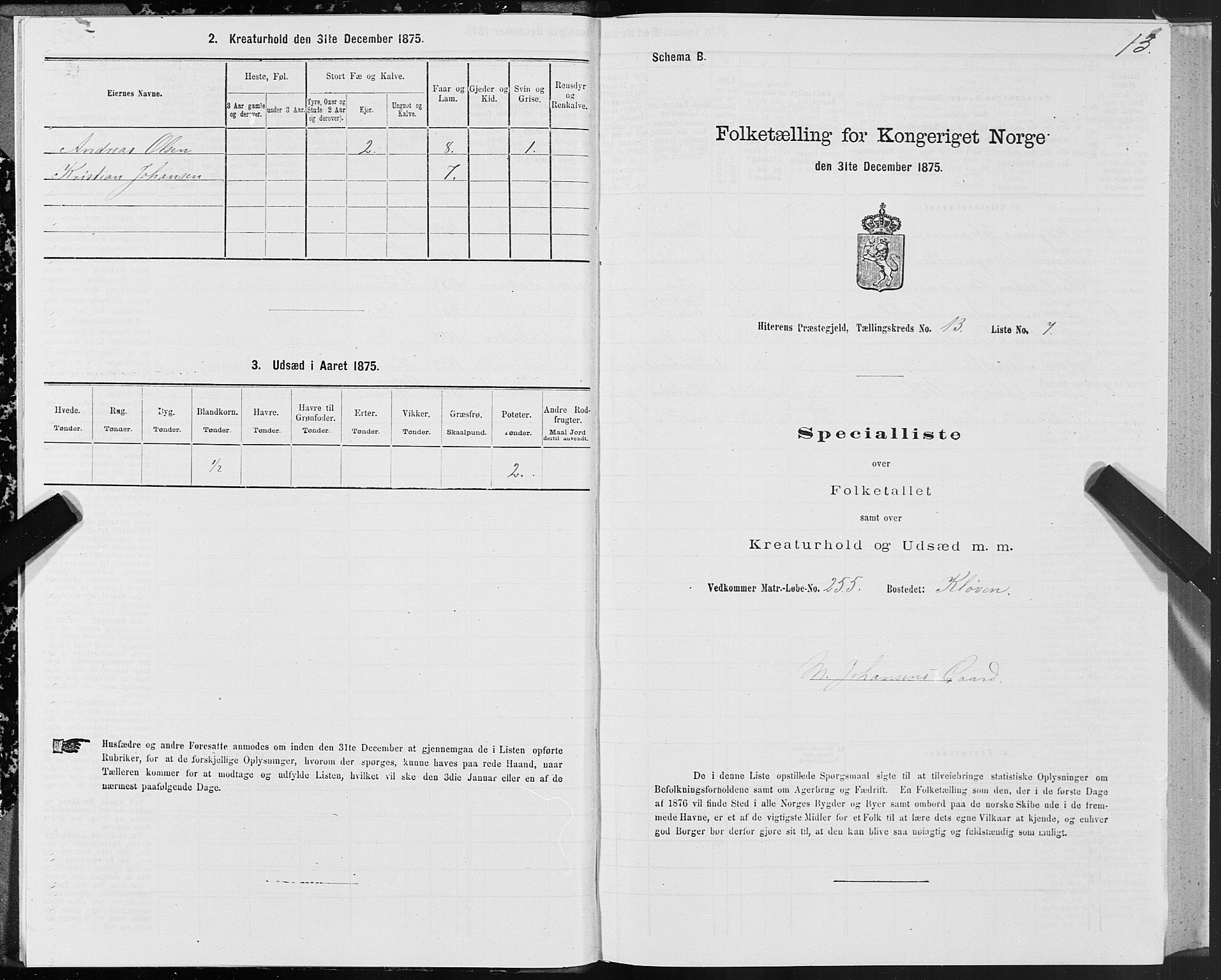 SAT, Folketelling 1875 for 1617P Hitra prestegjeld, 1875, s. 7013