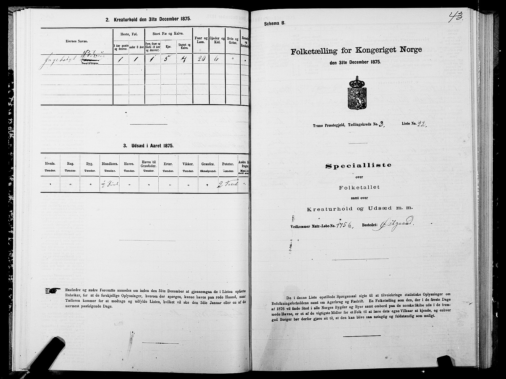 SATØ, Folketelling 1875 for 1927P Tranøy prestegjeld, 1875, s. 2043