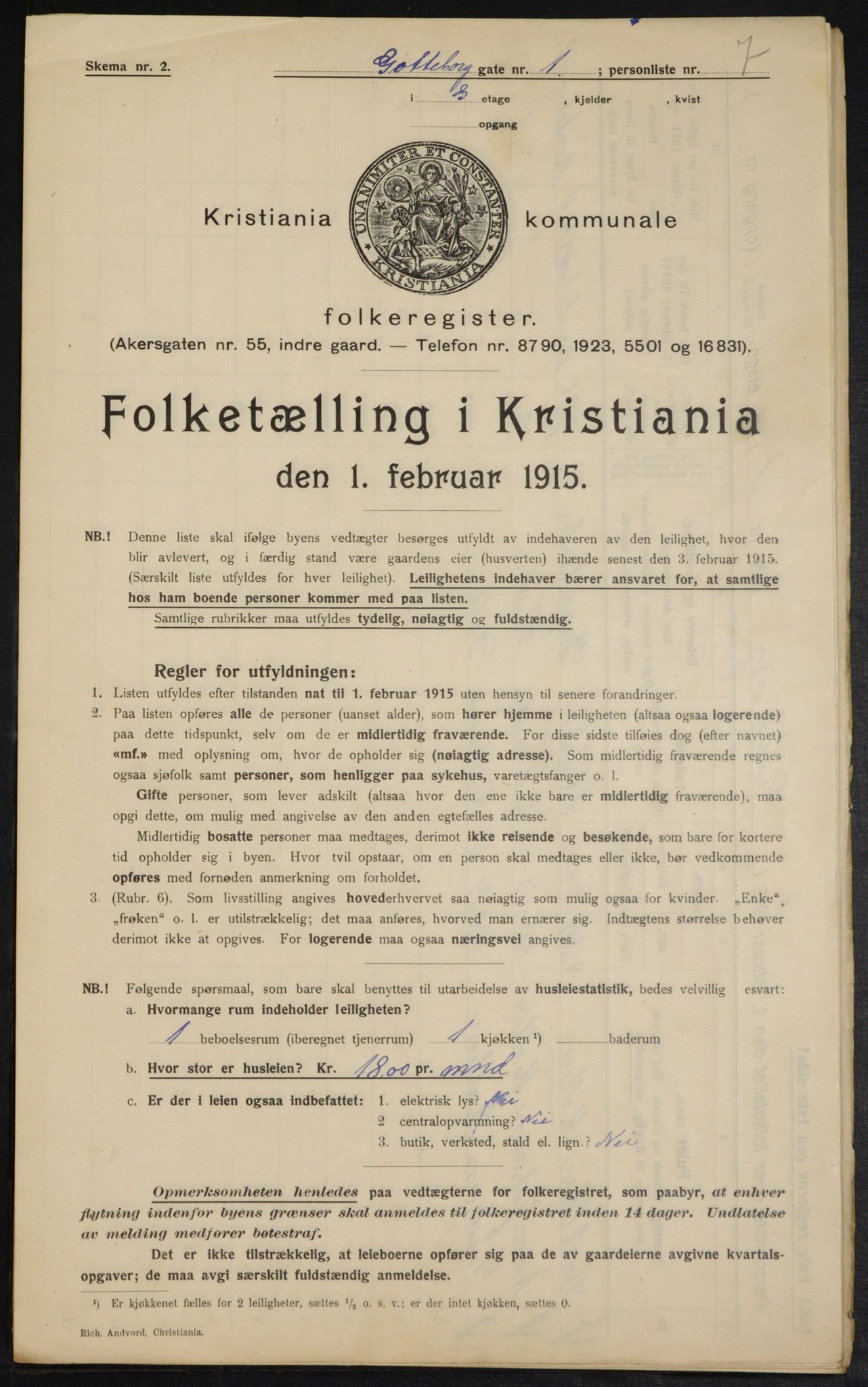 OBA, Kommunal folketelling 1.2.1915 for Kristiania, 1915, s. 32309