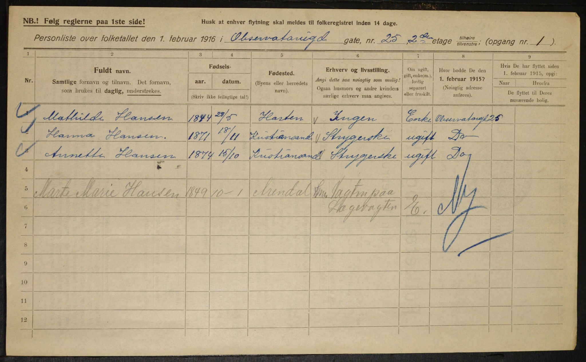 OBA, Kommunal folketelling 1.2.1916 for Kristiania, 1916, s. 76148