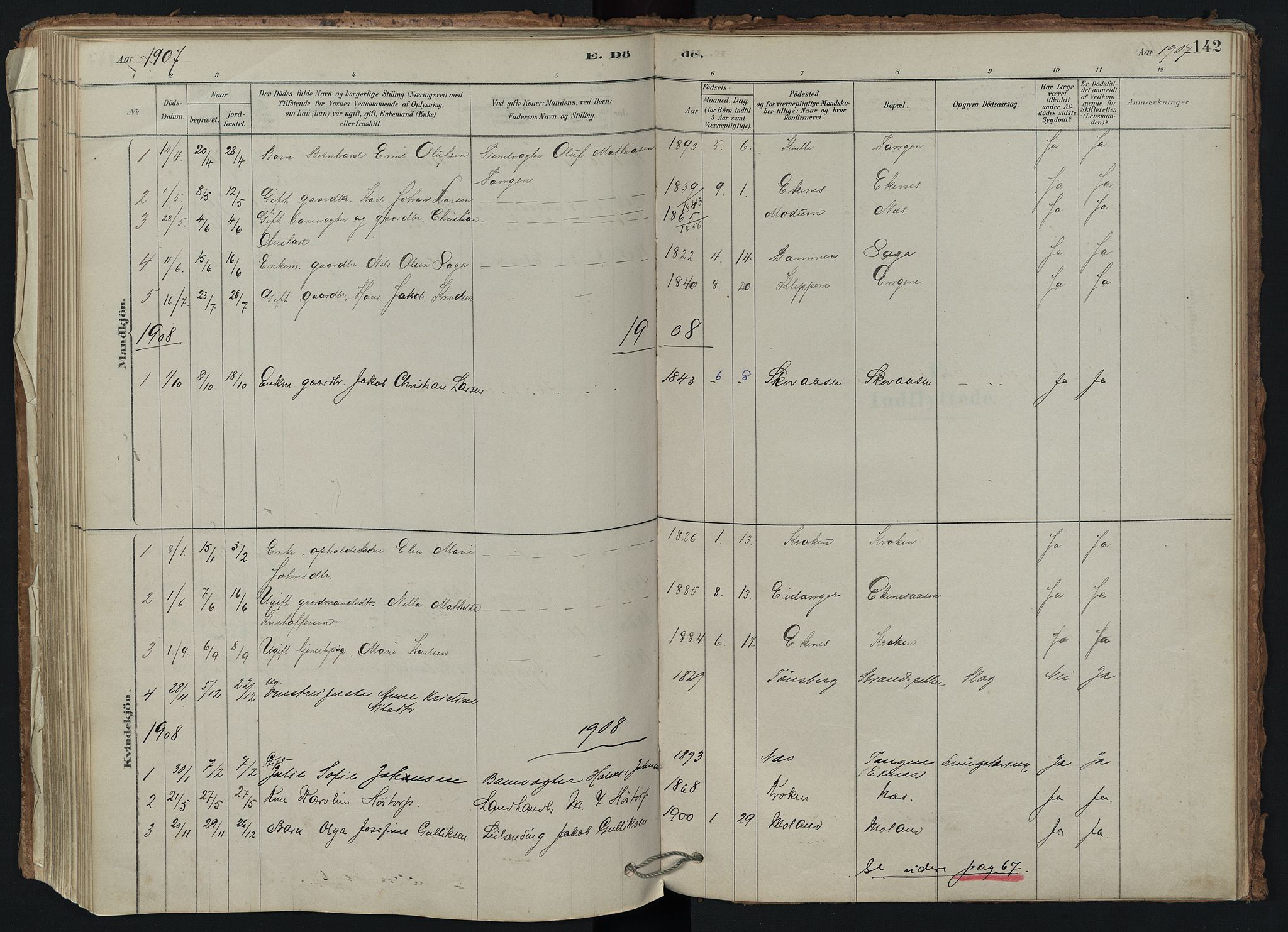 Brunlanes kirkebøker, SAKO/A-342/F/Fd/L0001: Ministerialbok nr. IV 1, 1878-1917, s. 142