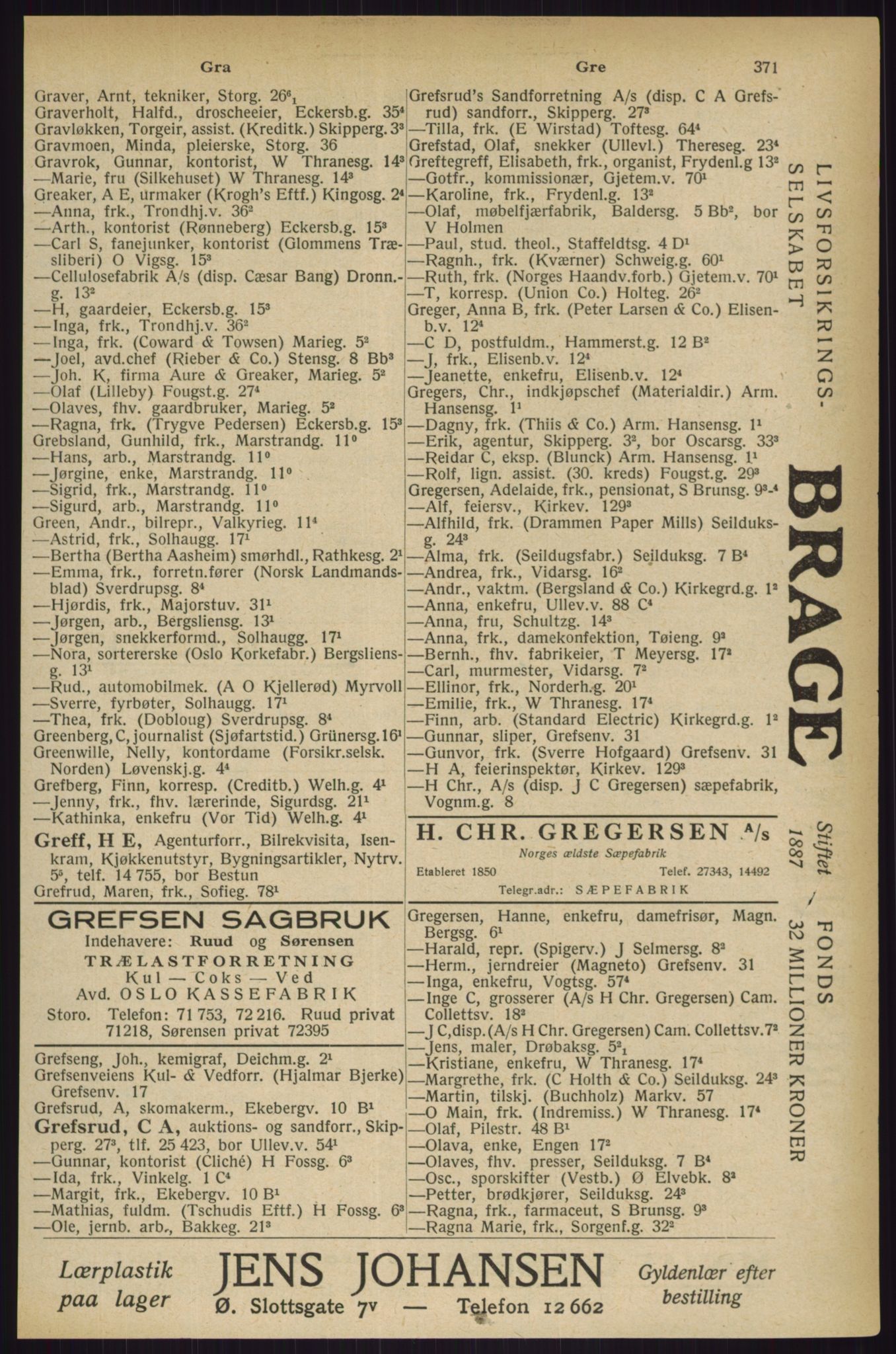 Kristiania/Oslo adressebok, PUBL/-, 1927, s. 371