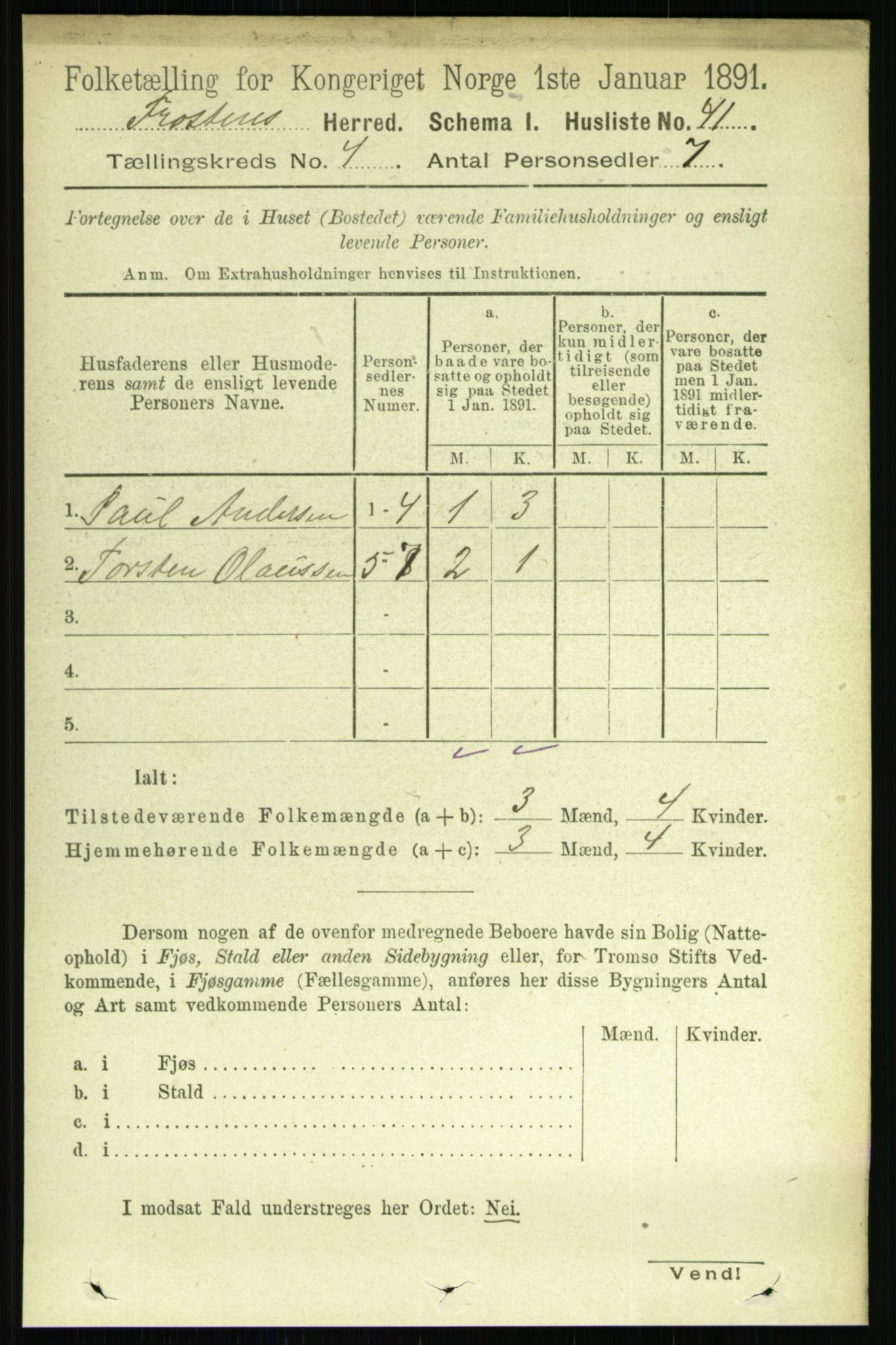 RA, Folketelling 1891 for 1717 Frosta herred, 1891, s. 2582