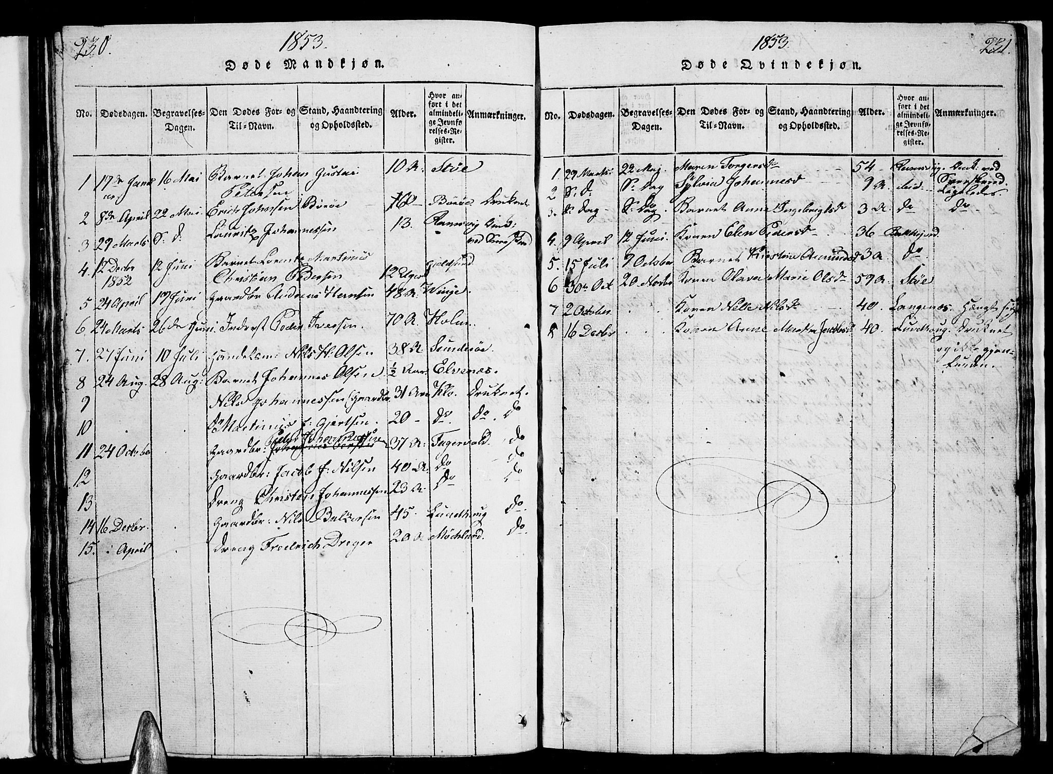 Ministerialprotokoller, klokkerbøker og fødselsregistre - Nordland, AV/SAT-A-1459/893/L1346: Klokkerbok nr. 893C01, 1820-1858, s. 230-231