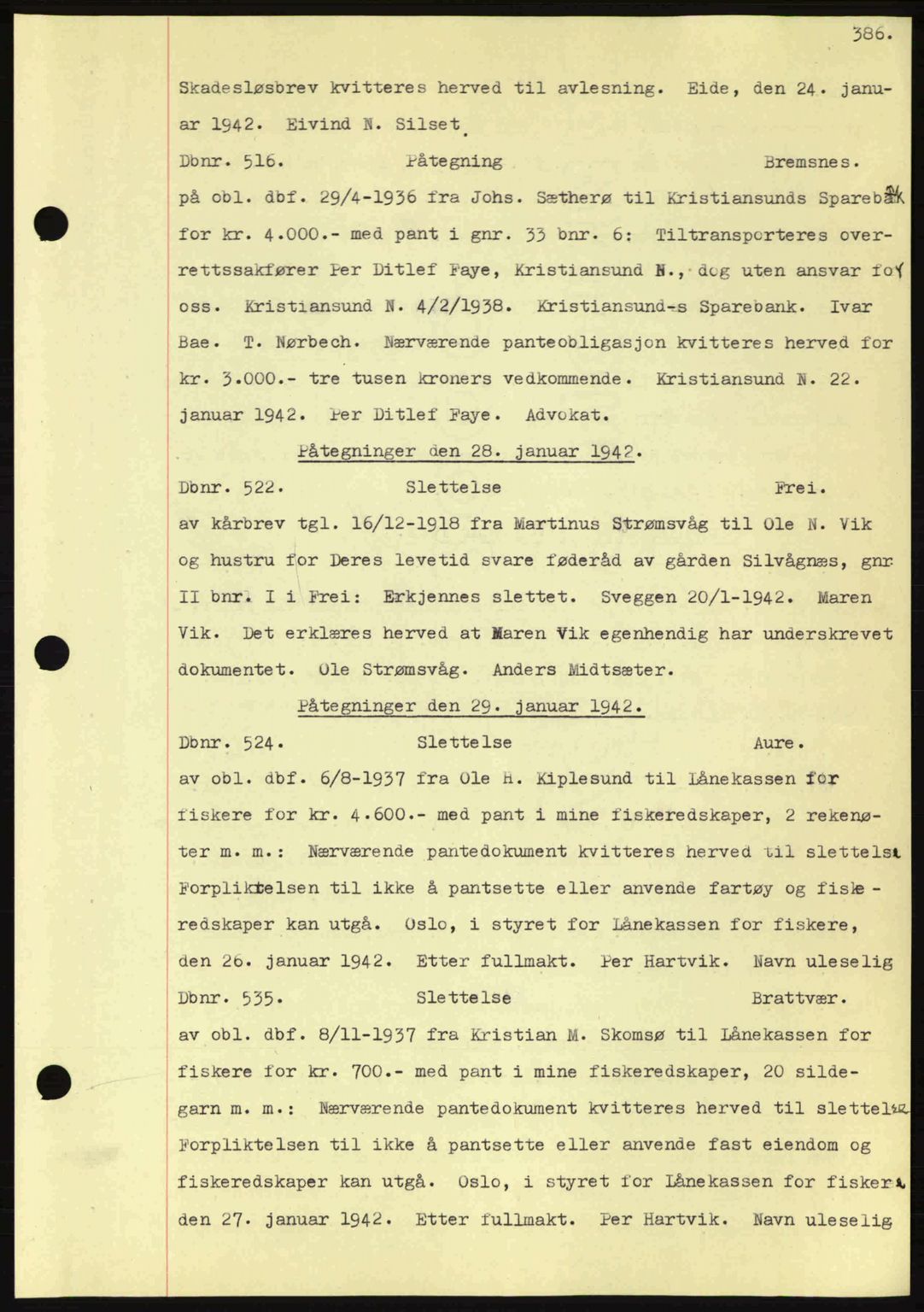 Nordmøre sorenskriveri, AV/SAT-A-4132/1/2/2Ca: Pantebok nr. C81, 1940-1945, Dagboknr: 516/1942