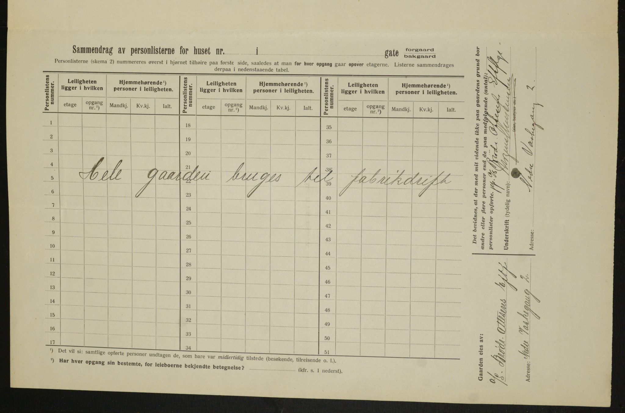 OBA, Kommunal folketelling 1.2.1913 for Kristiania, 1913, s. 69498