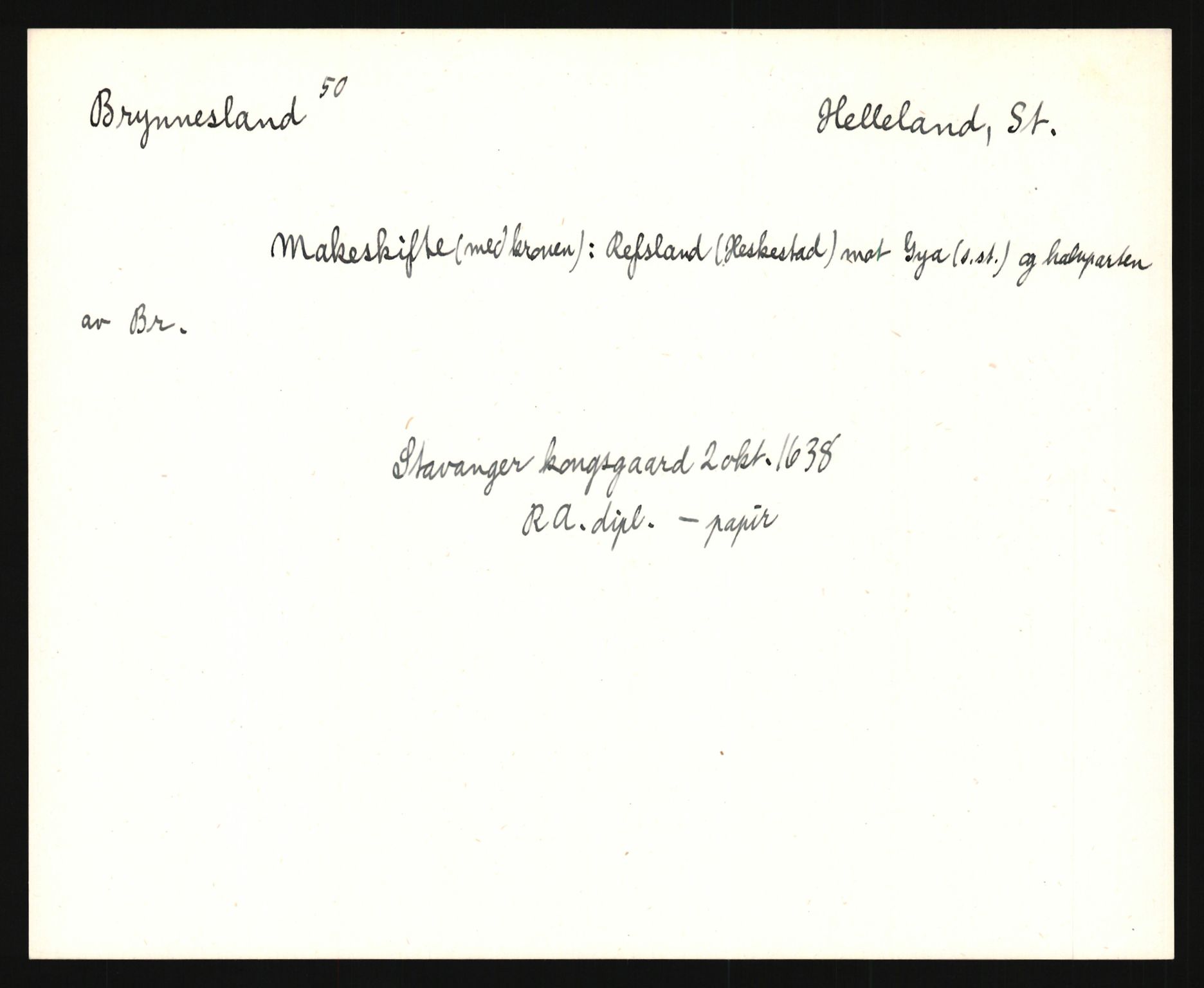 Riksarkivets diplomsamling, AV/RA-EA-5965/F35/F35e/L0027: Registreringssedler Rogaland, 1400-1700, s. 69