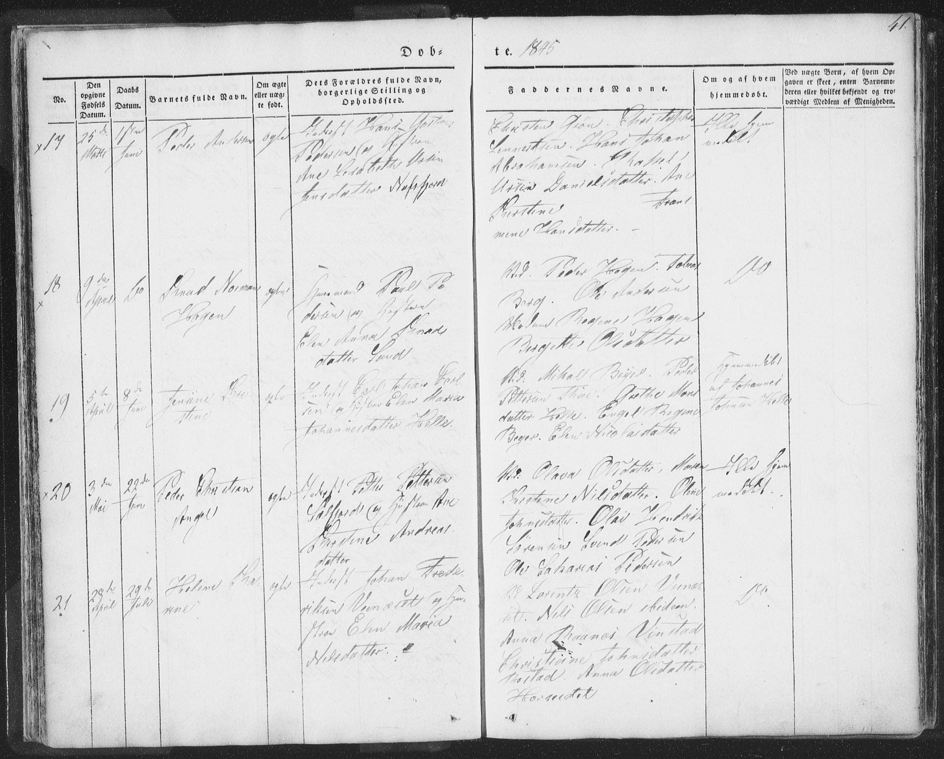 Ministerialprotokoller, klokkerbøker og fødselsregistre - Nordland, SAT/A-1459/885/L1202: Ministerialbok nr. 885A03, 1838-1859, s. 41
