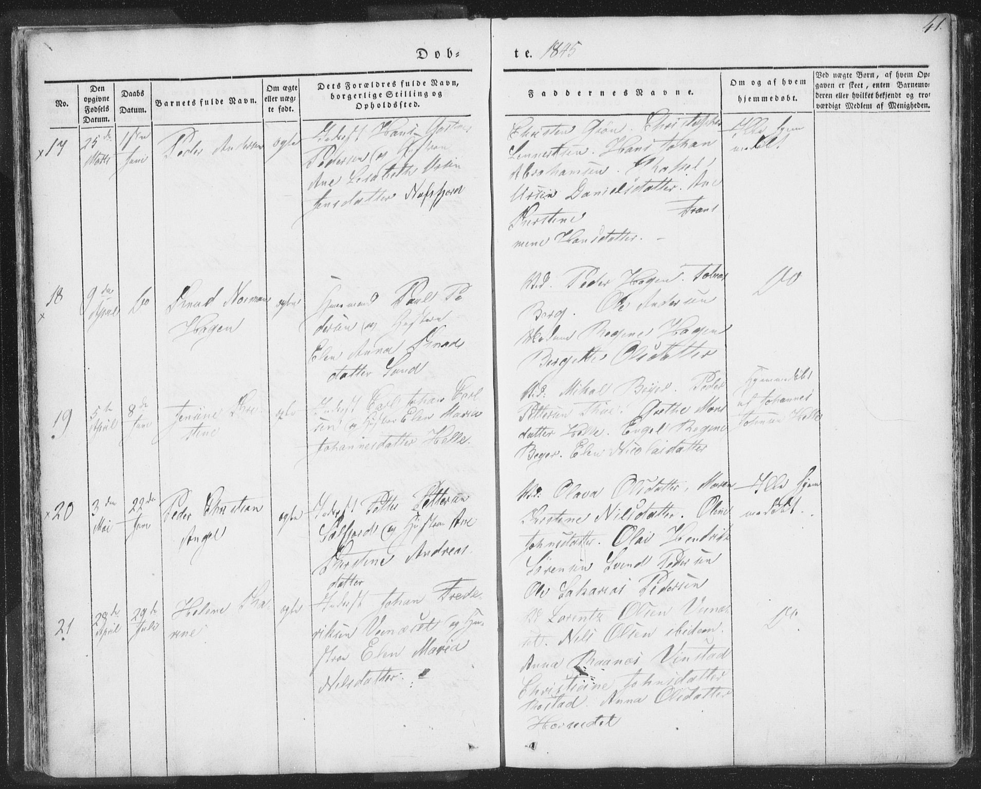 Ministerialprotokoller, klokkerbøker og fødselsregistre - Nordland, AV/SAT-A-1459/885/L1202: Ministerialbok nr. 885A03, 1838-1859, s. 41