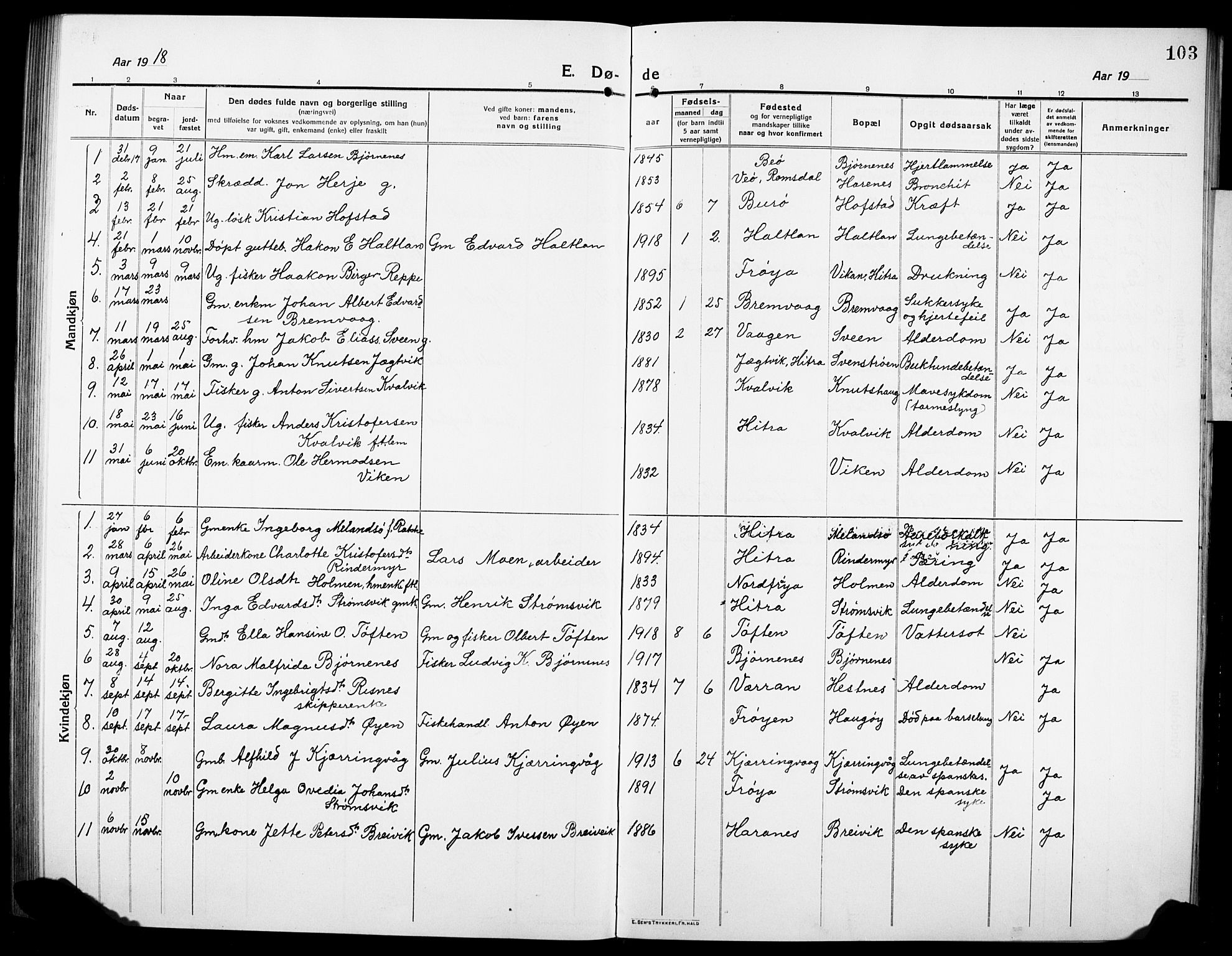 Ministerialprotokoller, klokkerbøker og fødselsregistre - Sør-Trøndelag, AV/SAT-A-1456/634/L0543: Klokkerbok nr. 634C05, 1917-1928, s. 103