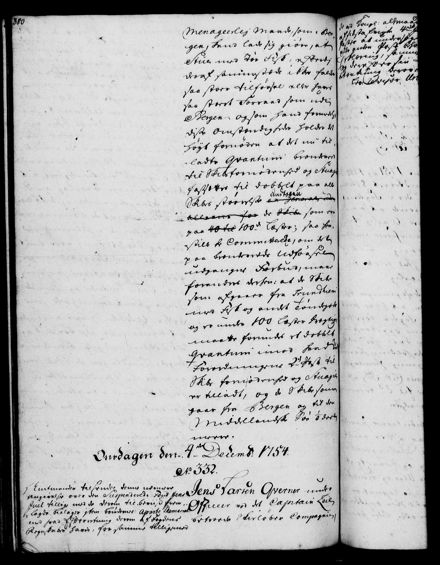 Rentekammeret, Kammerkanselliet, RA/EA-3111/G/Gh/Gha/L0032: Norsk ekstraktmemorialprotokoll (merket RK 53.77), 1753-1755, s. 380