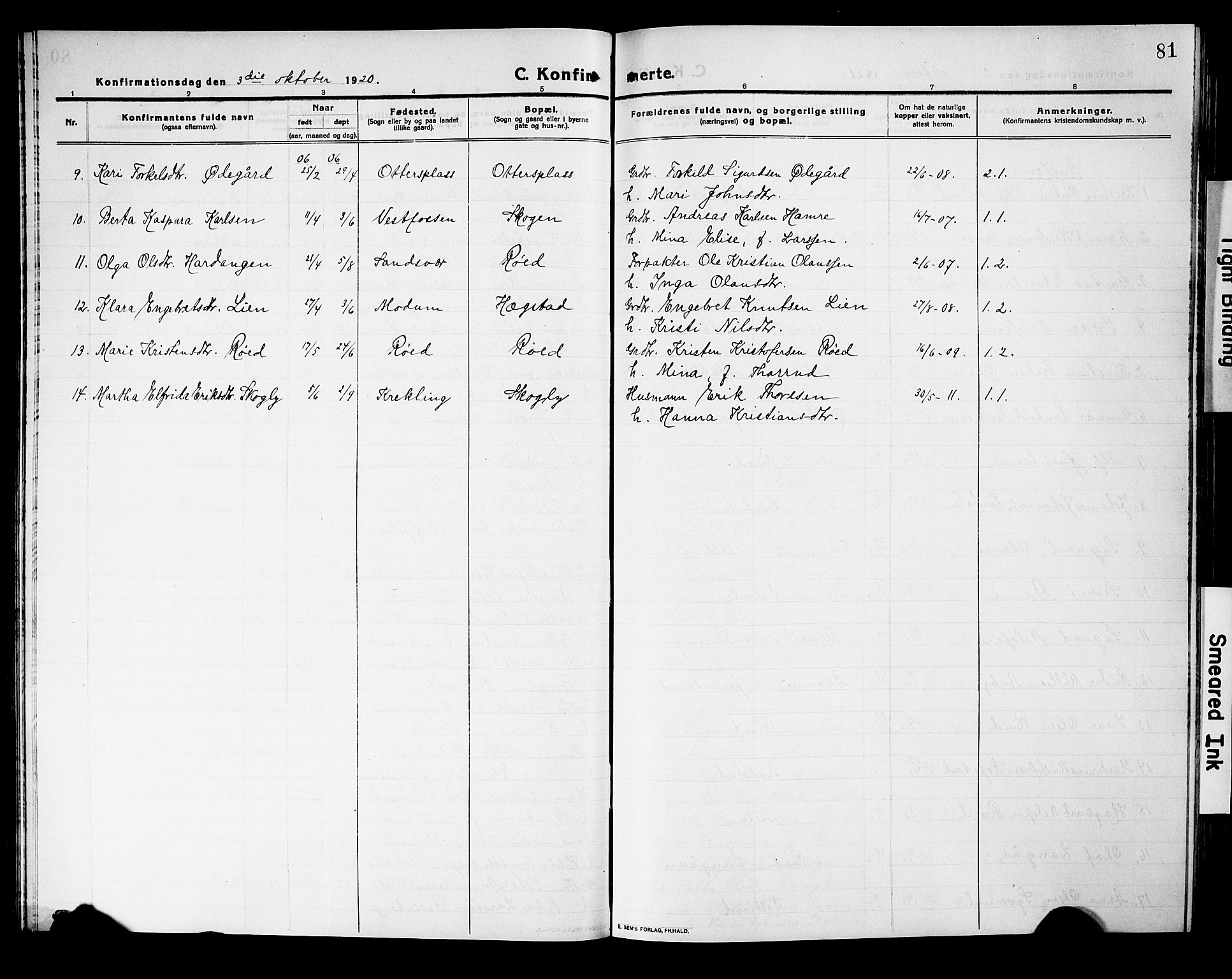 Fiskum kirkebøker, AV/SAKO-A-15/G/Ga/L0006: Klokkerbok nr. 6, 1913-1927, s. 81