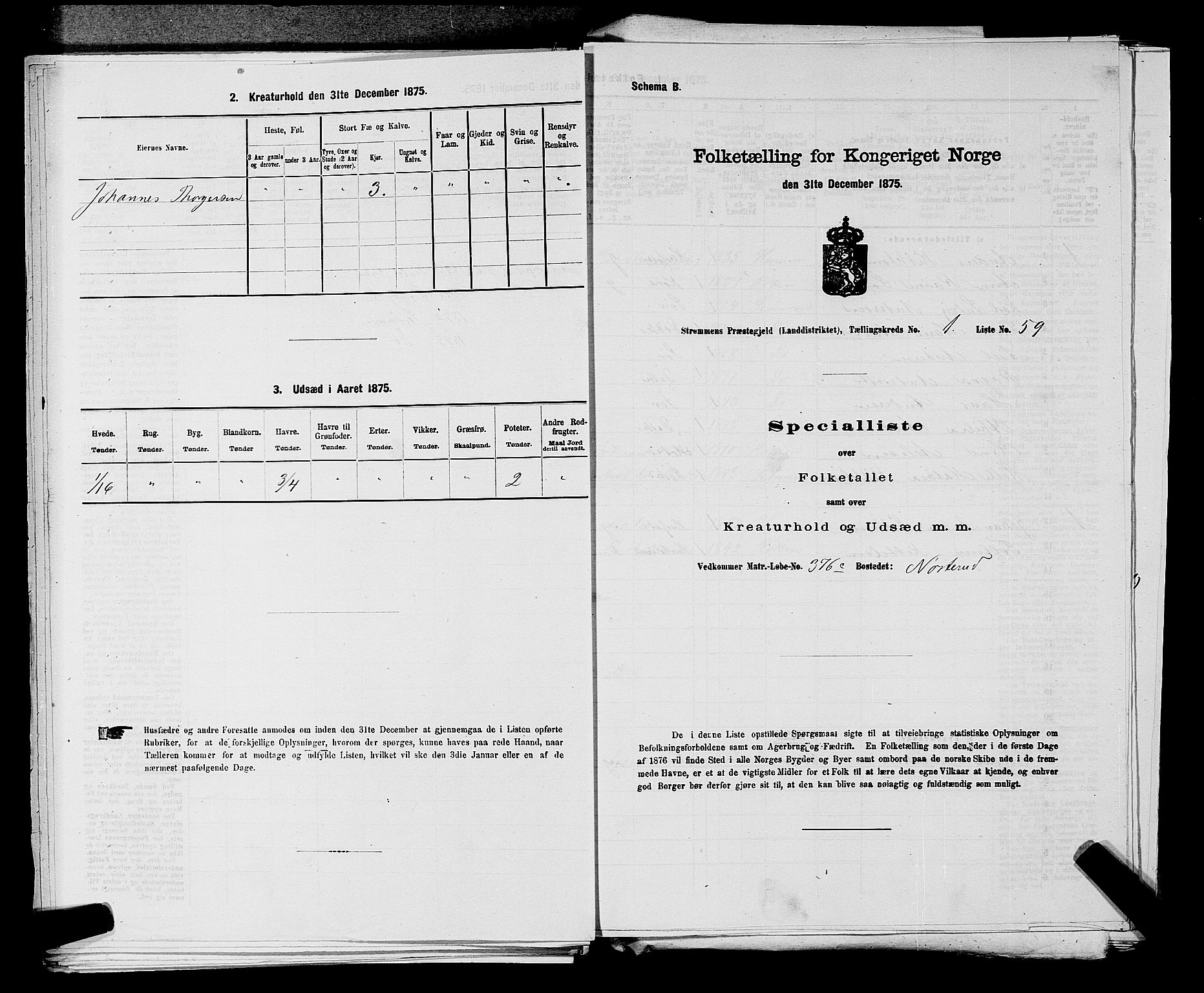 SAKO, Folketelling 1875 for 0711L Strømm prestegjeld, Strømm sokn, 1875, s. 154