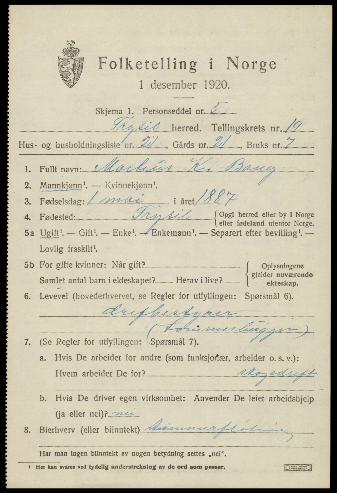 SAH, Folketelling 1920 for 0428 Trysil herred, 1920, s. 12979
