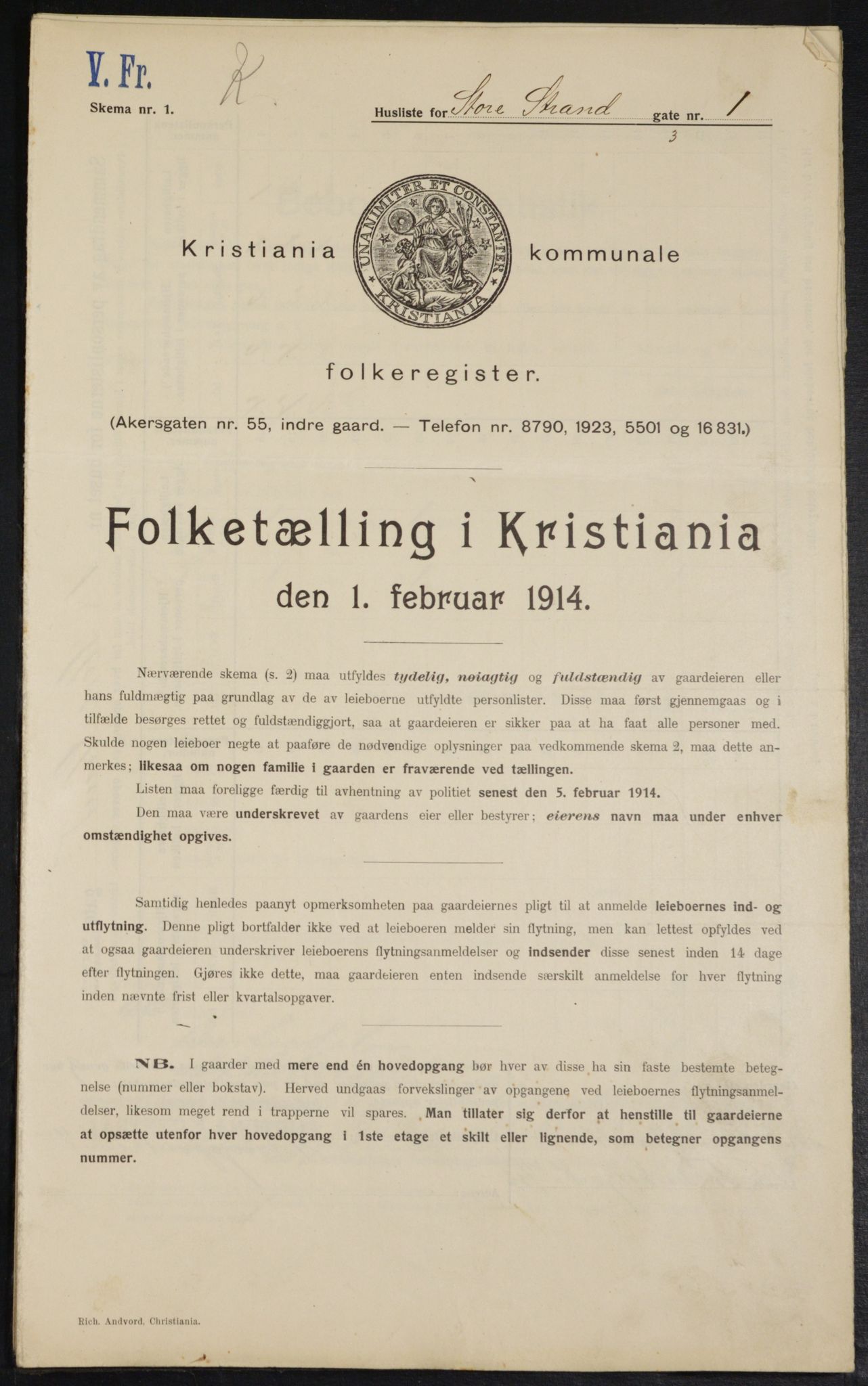 OBA, Kommunal folketelling 1.2.1914 for Kristiania, 1914, s. 103513