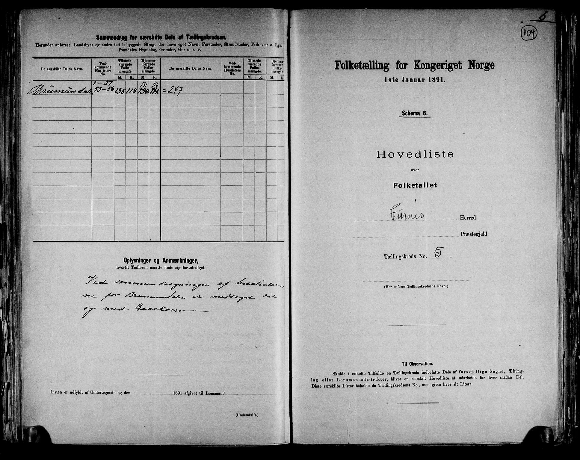 RA, Folketelling 1891 for 0413 Furnes herred, 1891, s. 20