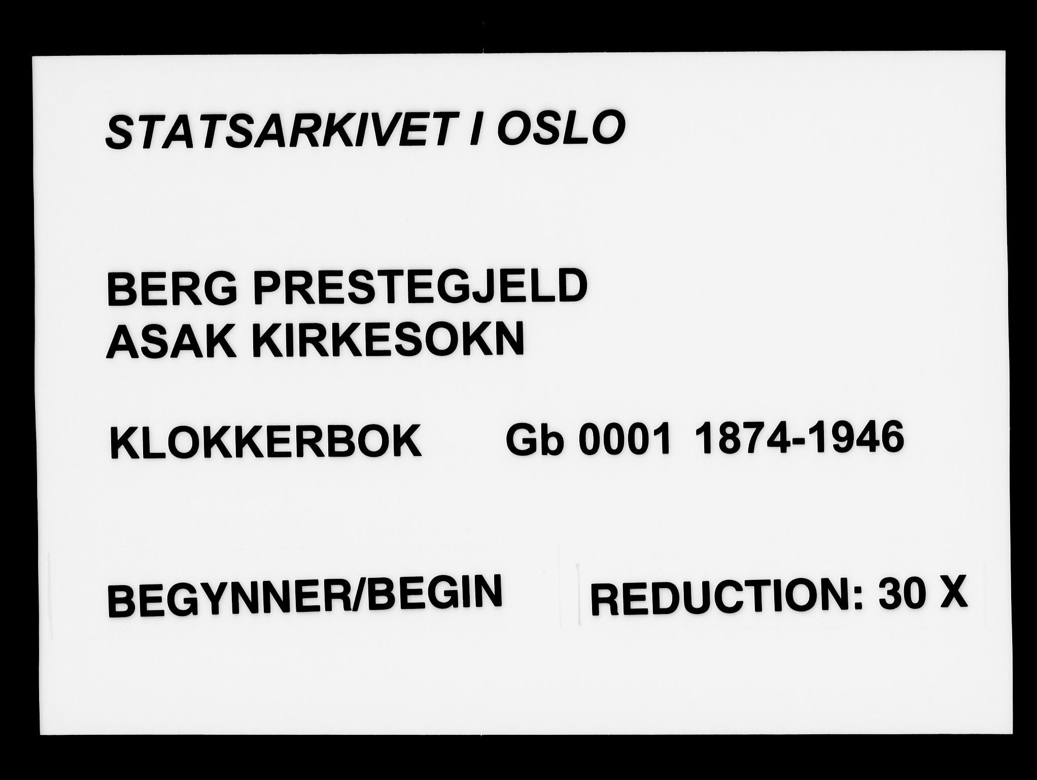 Berg prestekontor Kirkebøker, AV/SAO-A-10902/G/Gb/L0001: Klokkerbok nr. II 1, 1874-1946