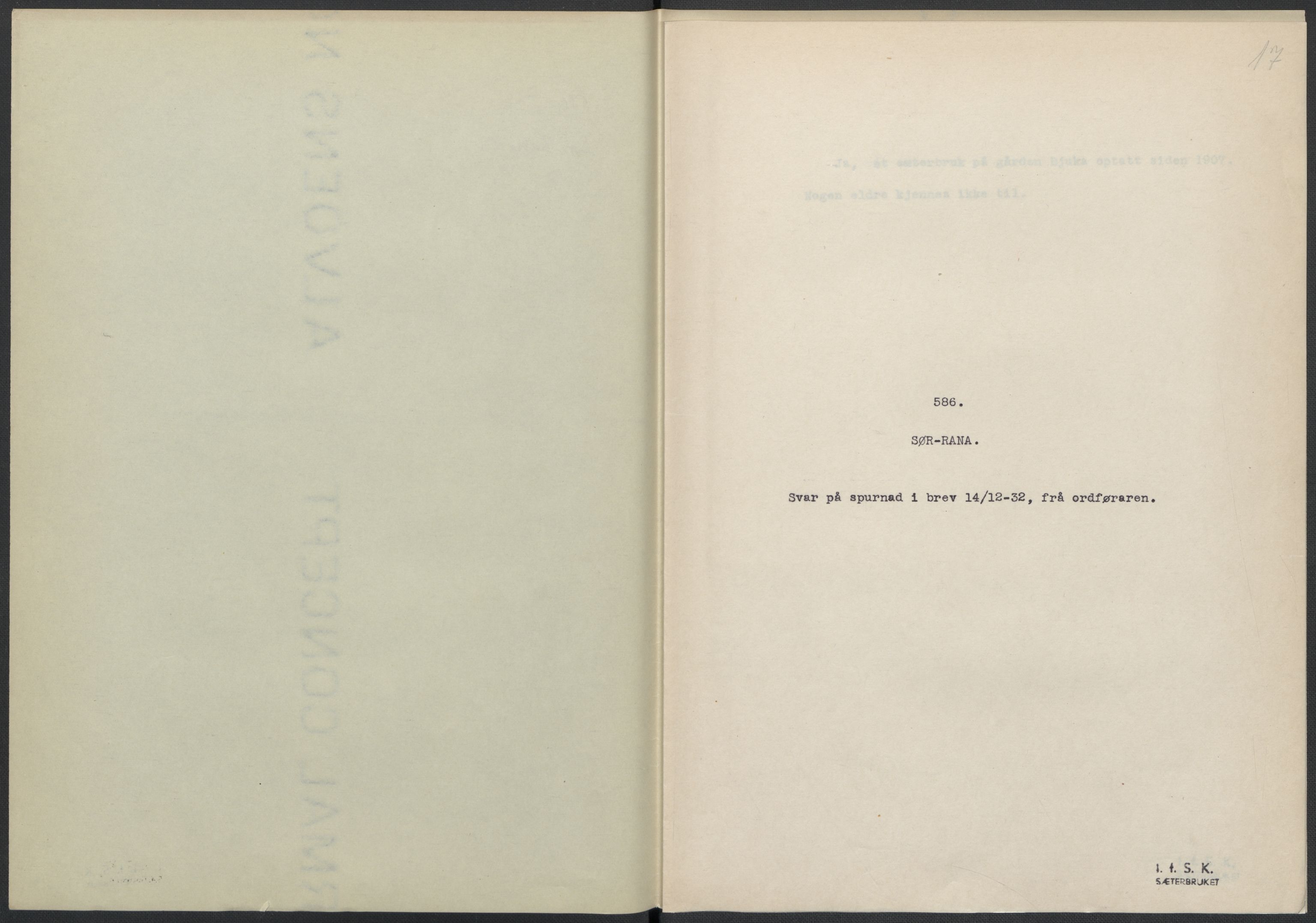 Instituttet for sammenlignende kulturforskning, AV/RA-PA-0424/F/Fc/L0016/0002: Eske B16: / Nordland (perm XLVII), 1932-1936, s. 17