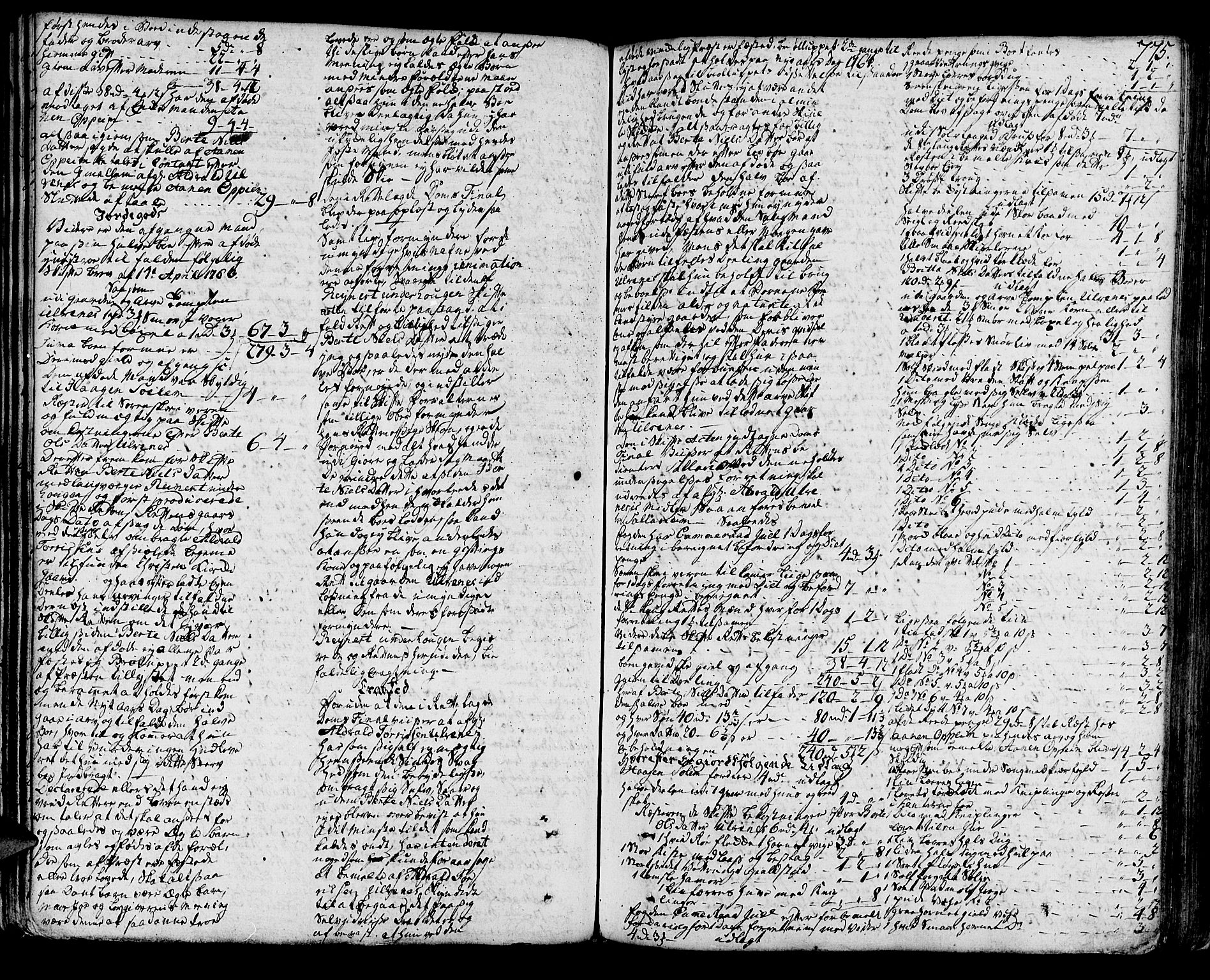 Sunnhordland sorenskrivar, SAB/A-2401/1/H/Ha/Haa/L0007: Skifteprotokollar. Register på lesesal. Fol. 901- ut, 1765-1768, s. 774b-775a