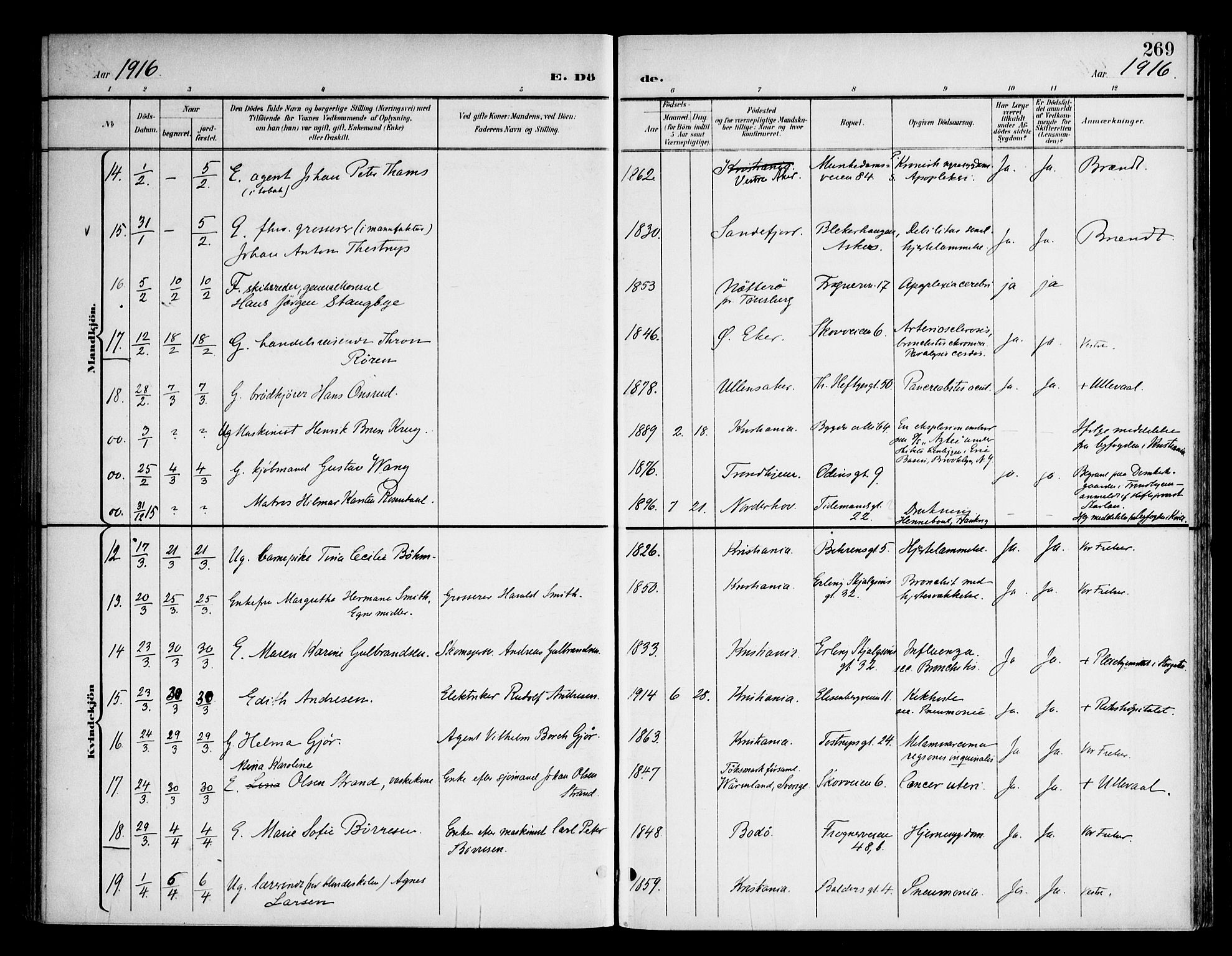 Frogner prestekontor Kirkebøker, AV/SAO-A-10886/F/Fa/L0004: Ministerialbok nr. 4, 1898-1921, s. 269
