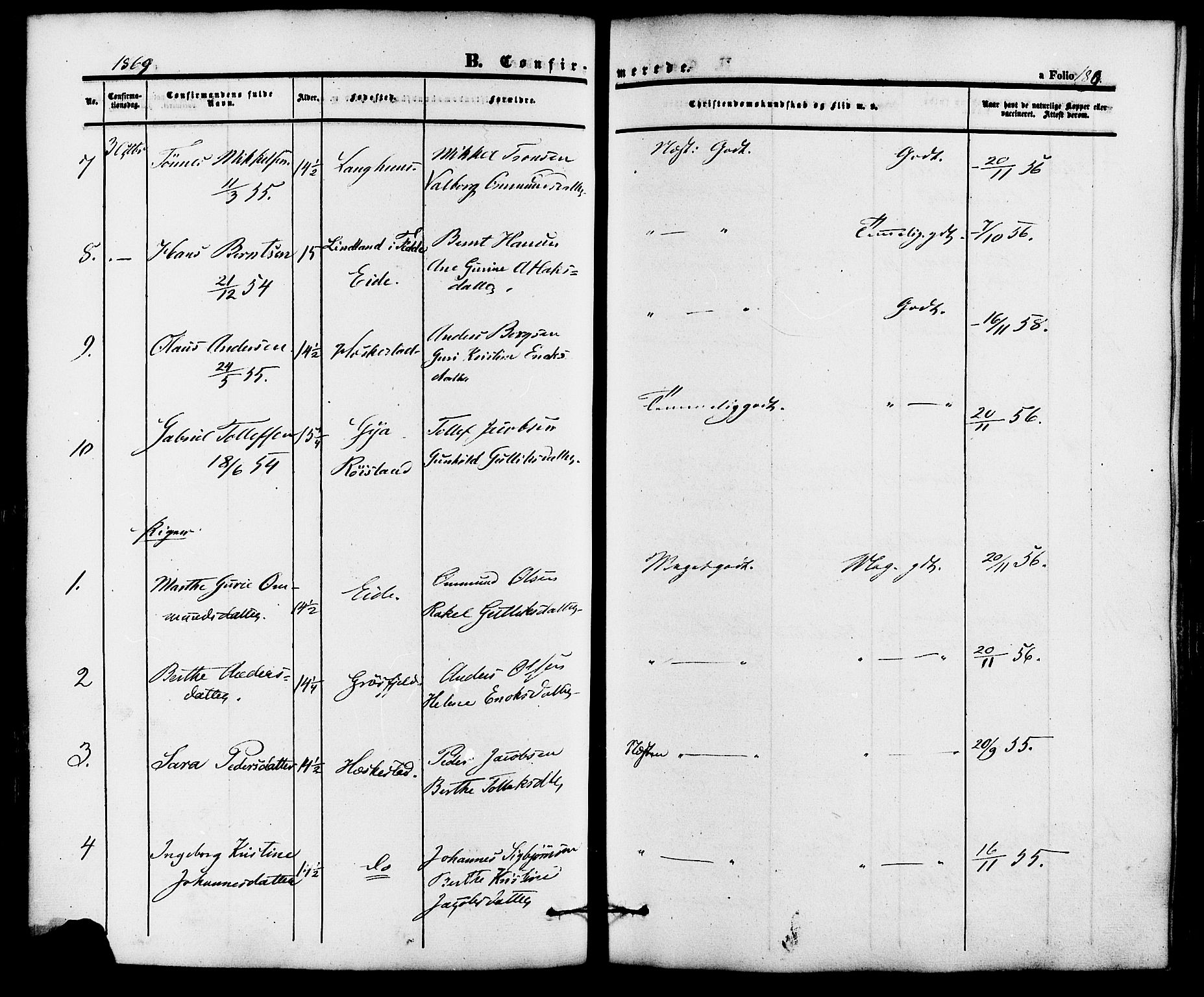 Lund sokneprestkontor, AV/SAST-A-101809/S06/L0010: Ministerialbok nr. A 9, 1854-1886, s. 189