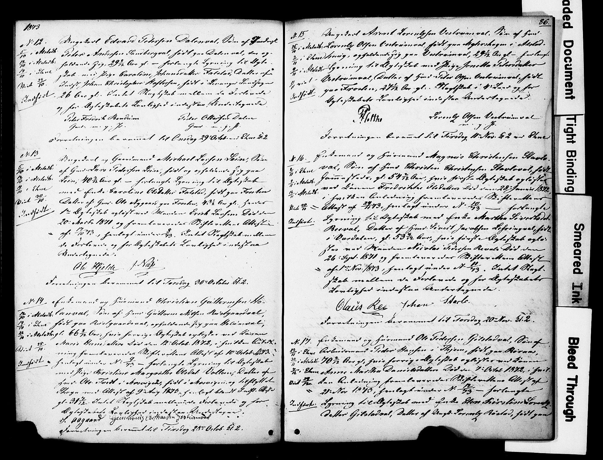 Ministerialprotokoller, klokkerbøker og fødselsregistre - Nord-Trøndelag, SAT/A-1458/717/L0161: Forlovererklæringer nr. 717A11, 1850-1895, s. 86