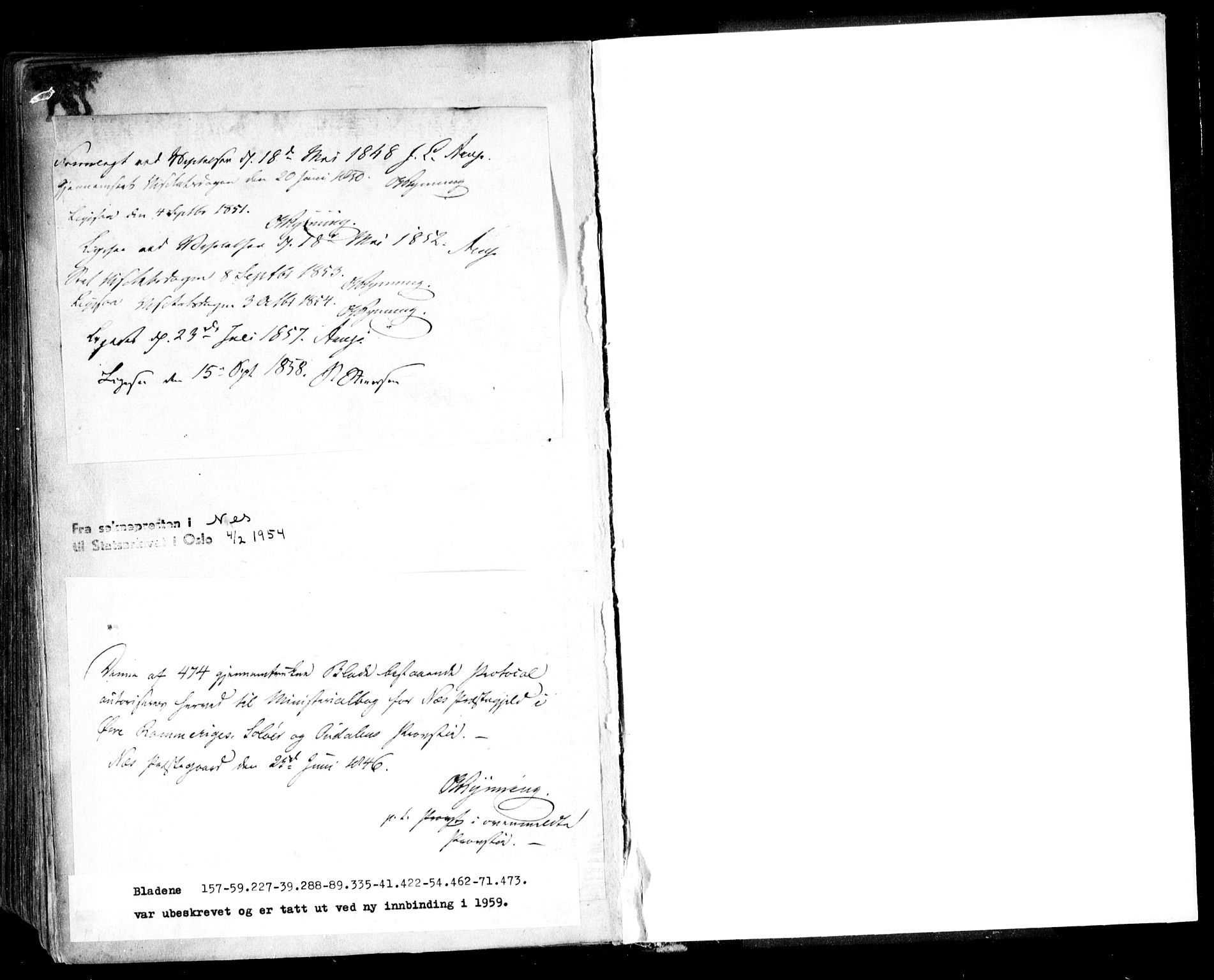 Nes prestekontor Kirkebøker, AV/SAO-A-10410/F/Fa/L0007: Ministerialbok nr. I 7, 1846-1858