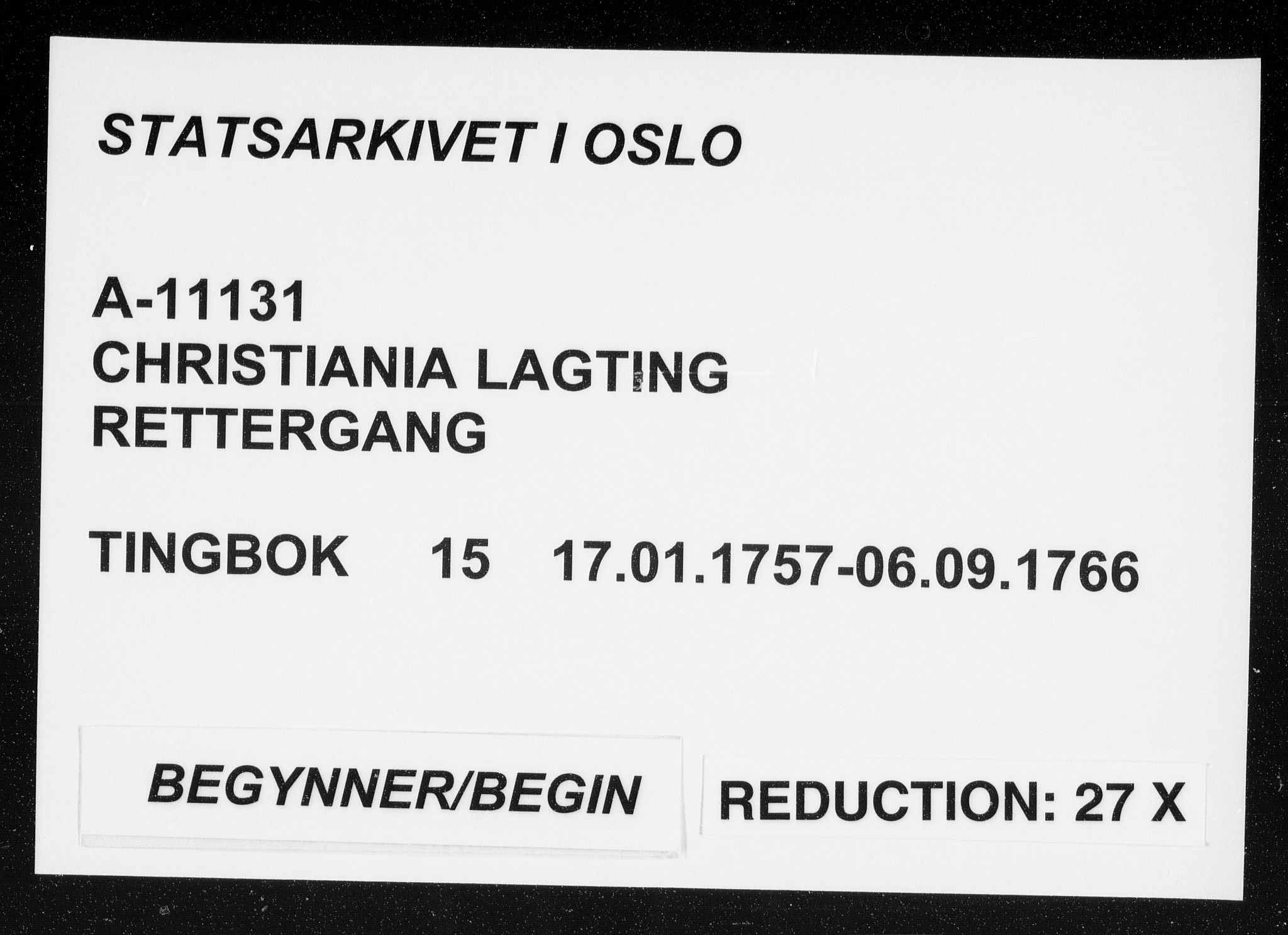 Christiania lagting, SAO/A-11131/F/Fa/L0015: Tingbok, 1757-1766