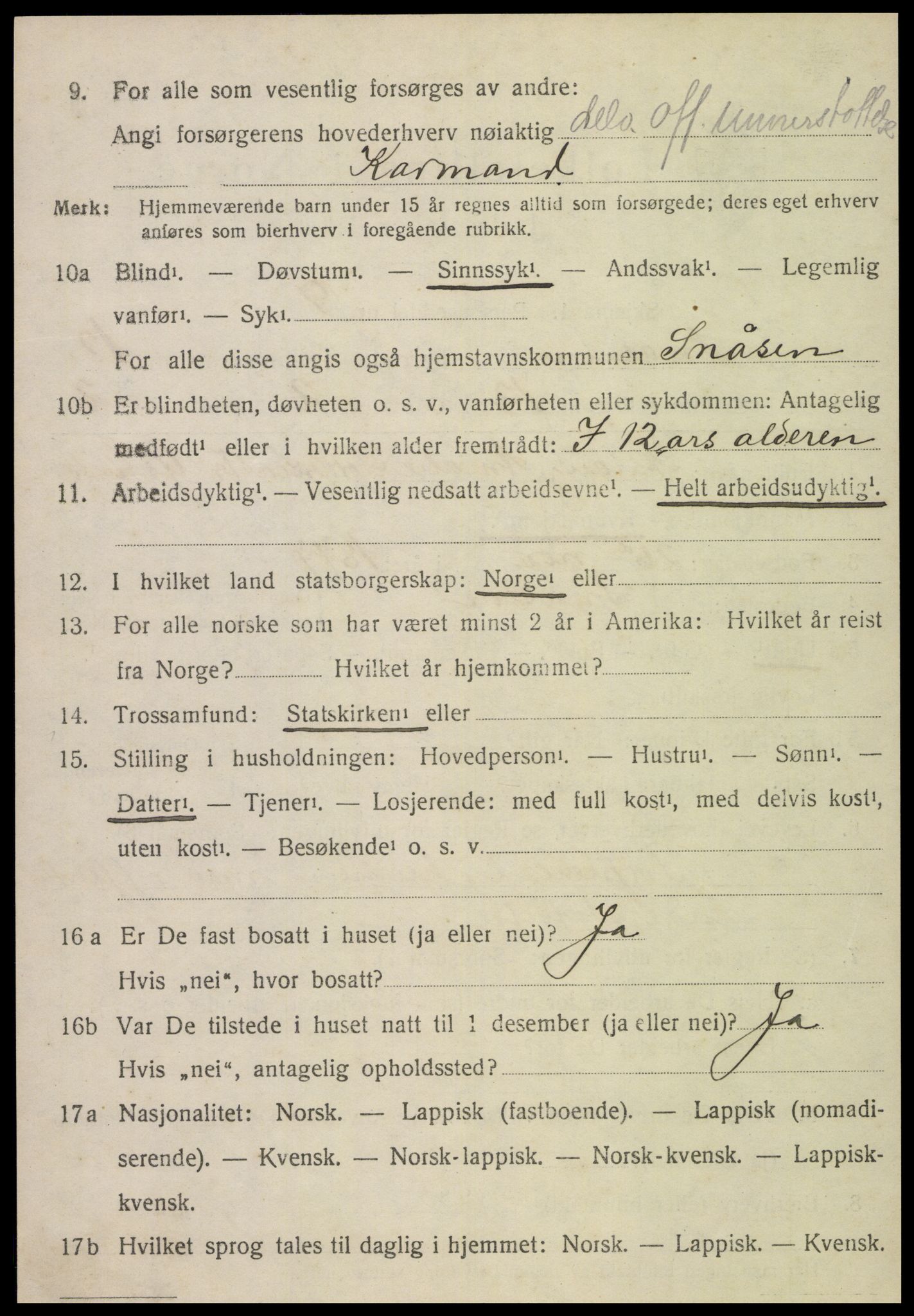 SAT, Folketelling 1920 for 1736 Snåsa herred, 1920, s. 1165