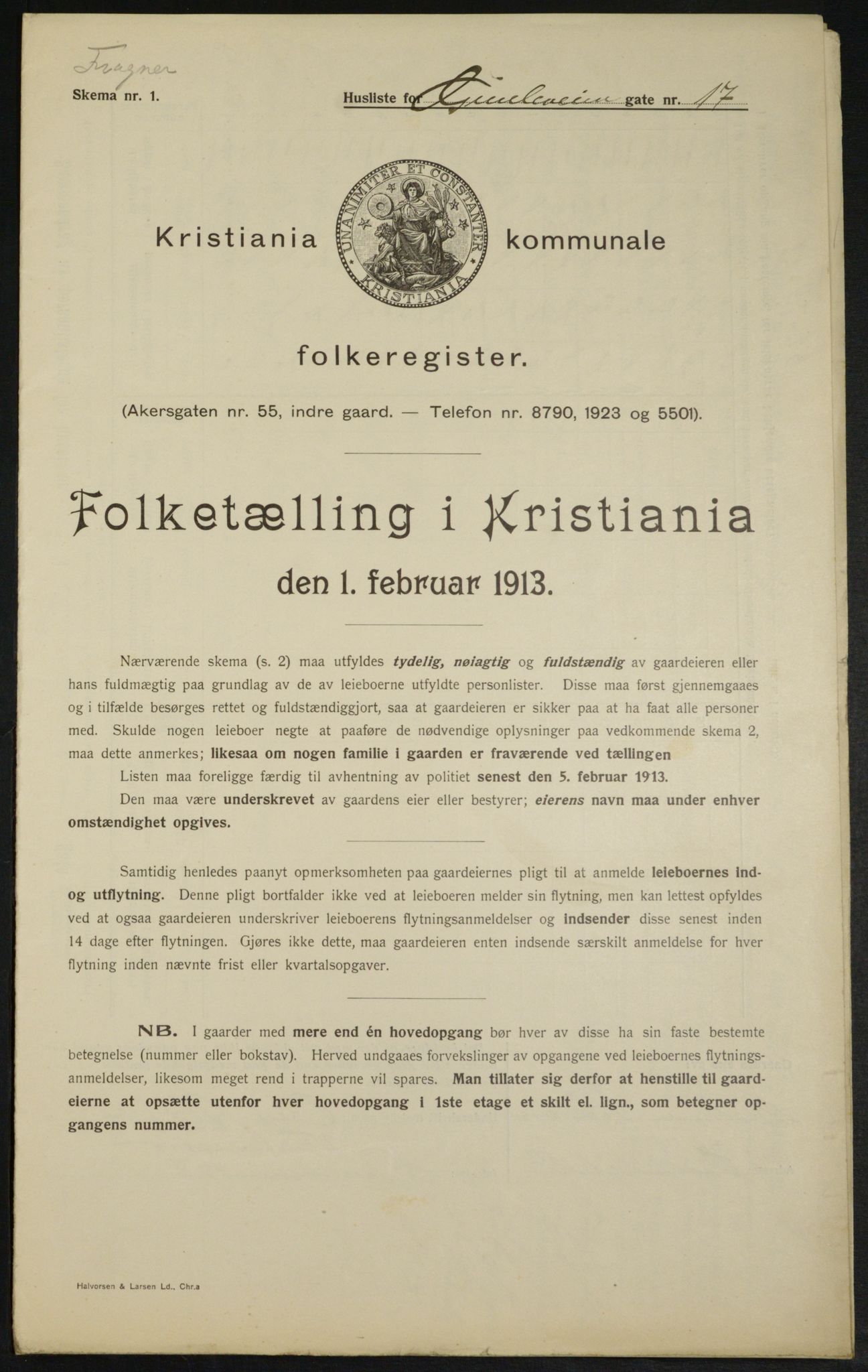 OBA, Kommunal folketelling 1.2.1913 for Kristiania, 1913, s. 29264